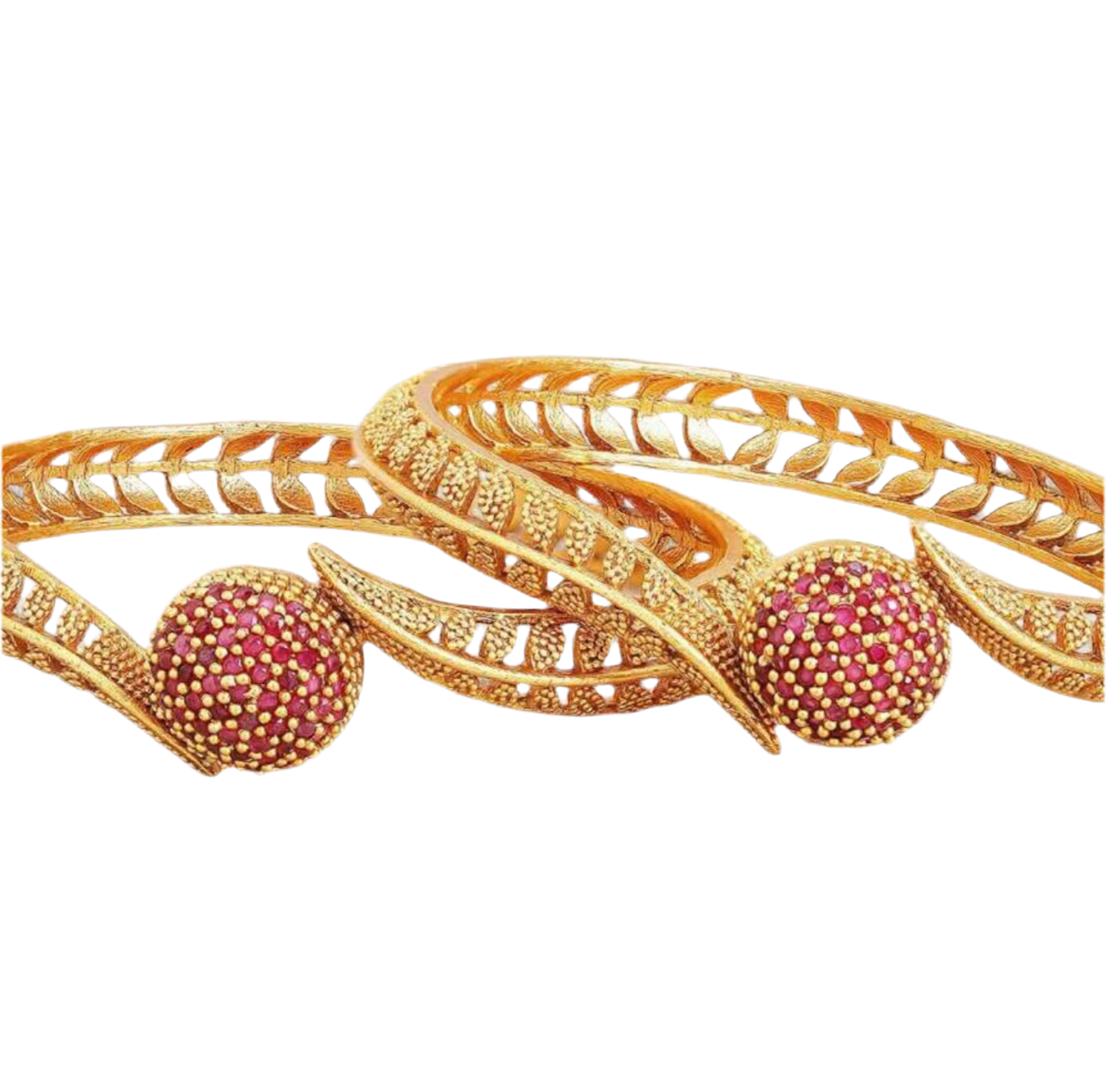 Lavish Giftz Gold Plated Ruby Studded Bangles - Set Of 2