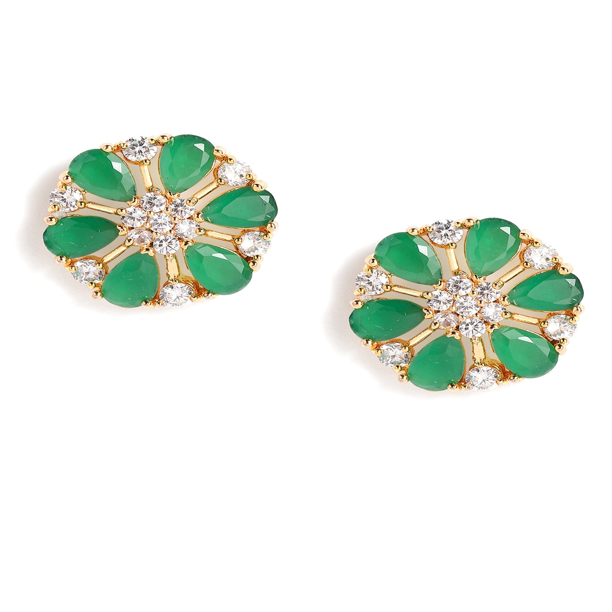 Gold-Plated Green Cubic Zirconia Tops