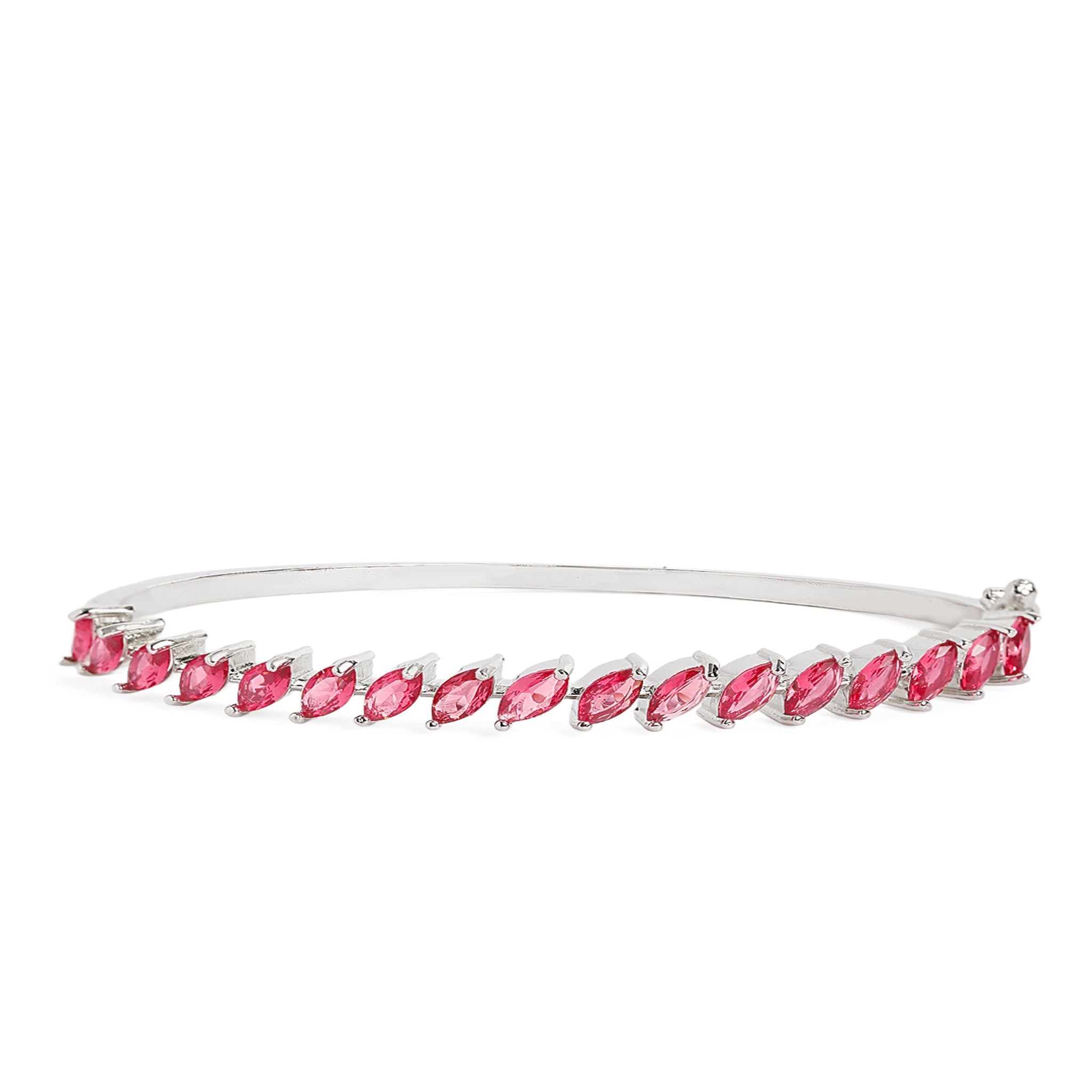Women Cubic Zirconia Rhodium-Plated Kada Bracelet-Rani
