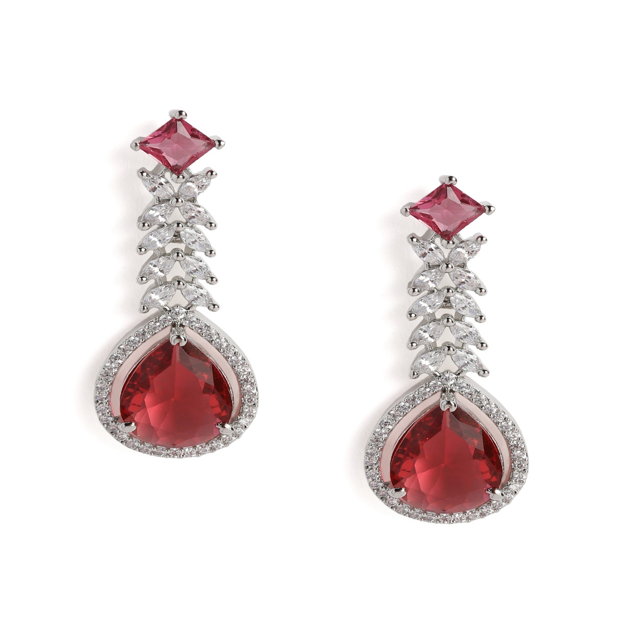 Silver-Toned American Diamonds Classic Drop Earrings