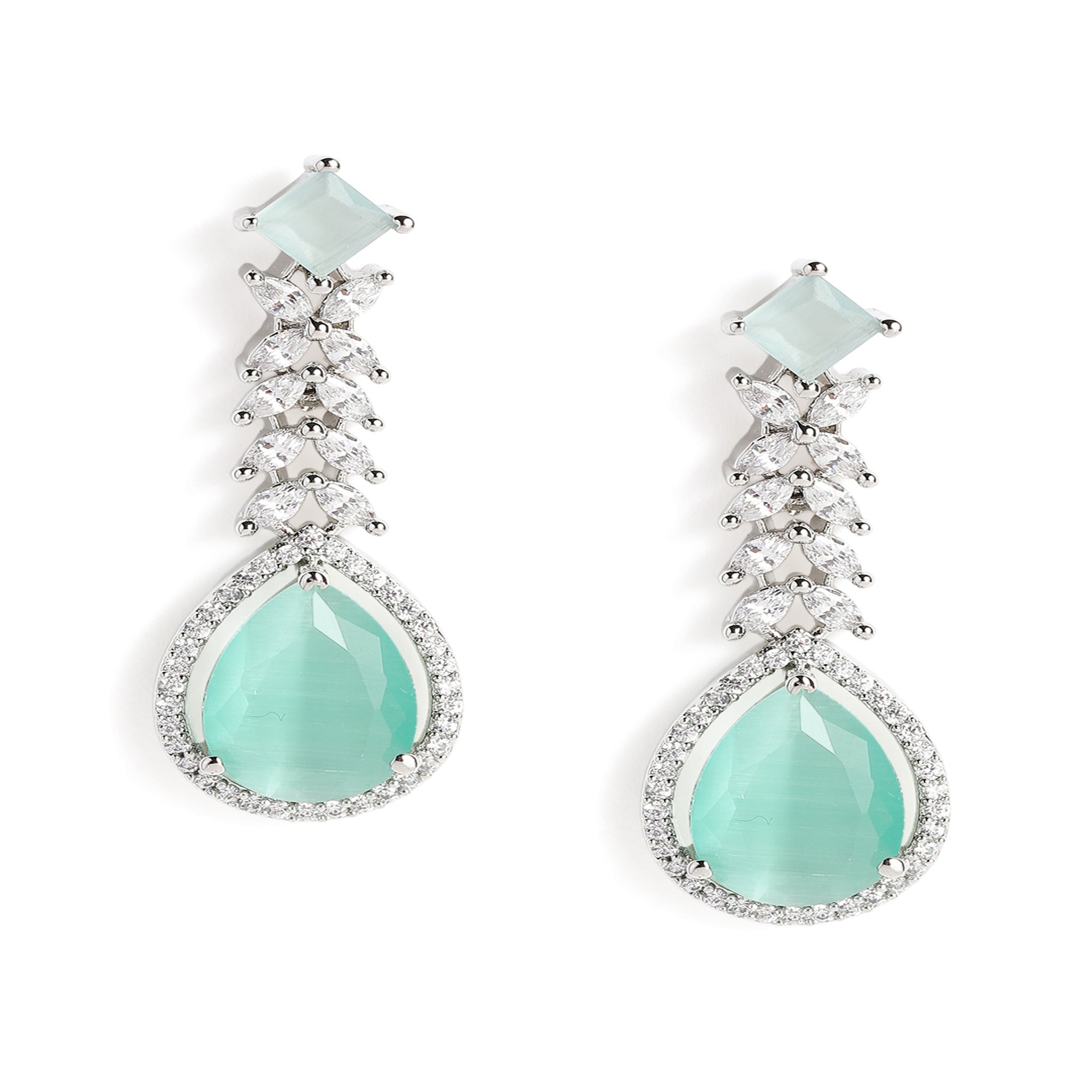 Silver-Toned American Diamonds Classic Drop Earrings