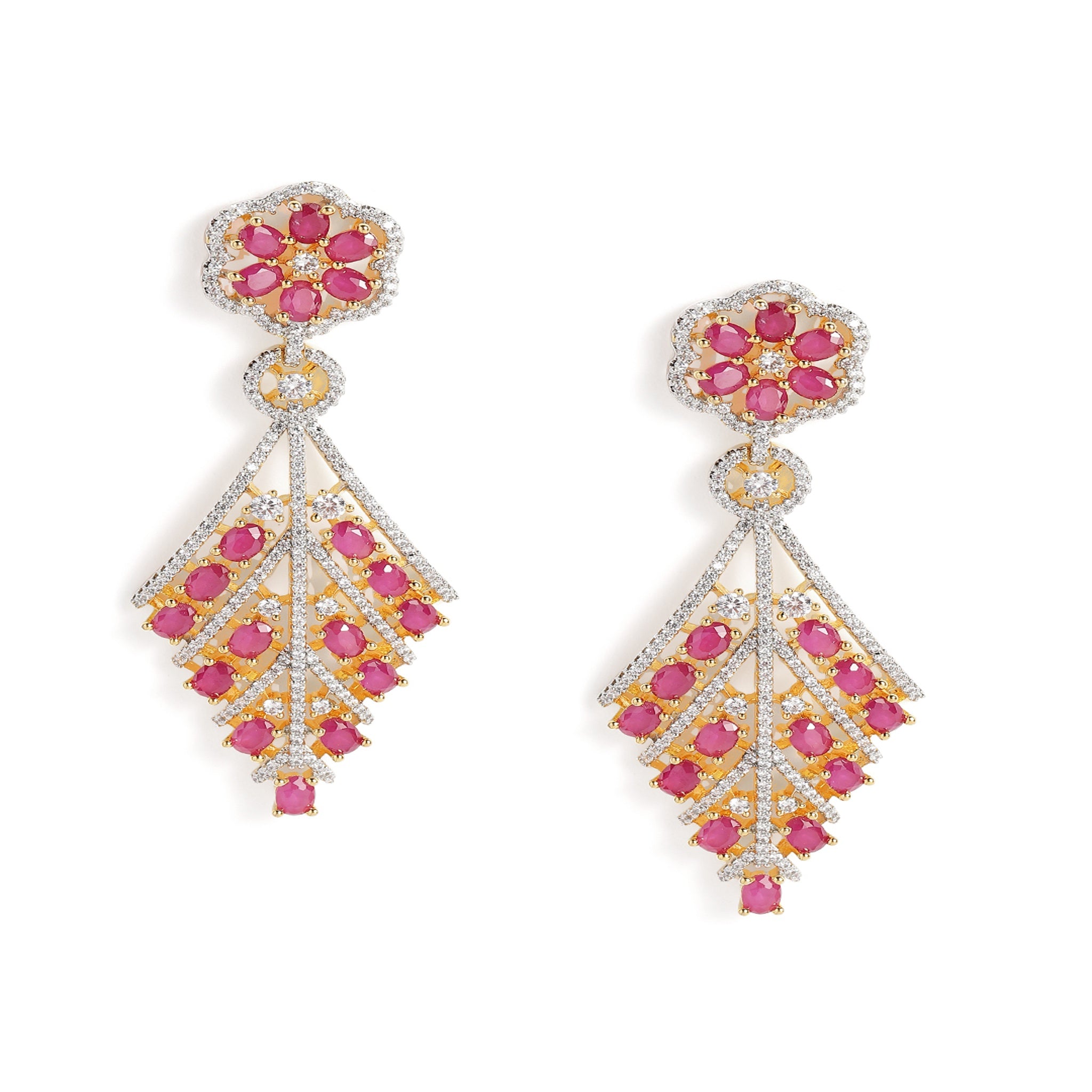 Gold-Plated Ruby Classic Drop Earrings