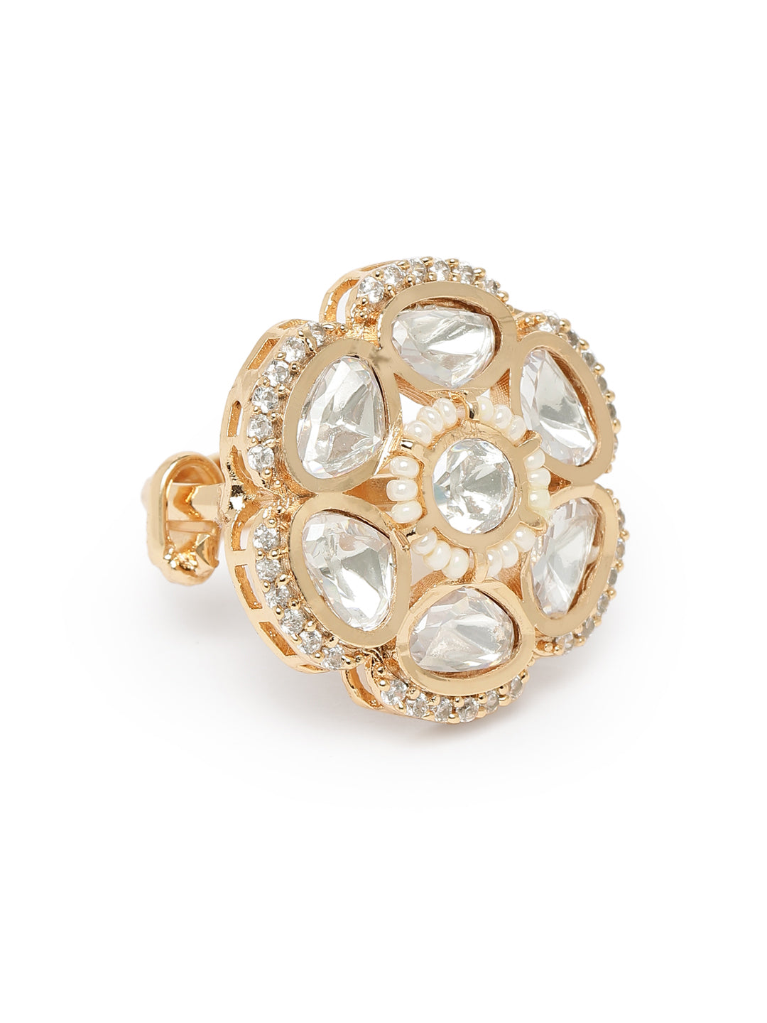 Lavish Giftz Regal Kundan Adjustable Statement Ring