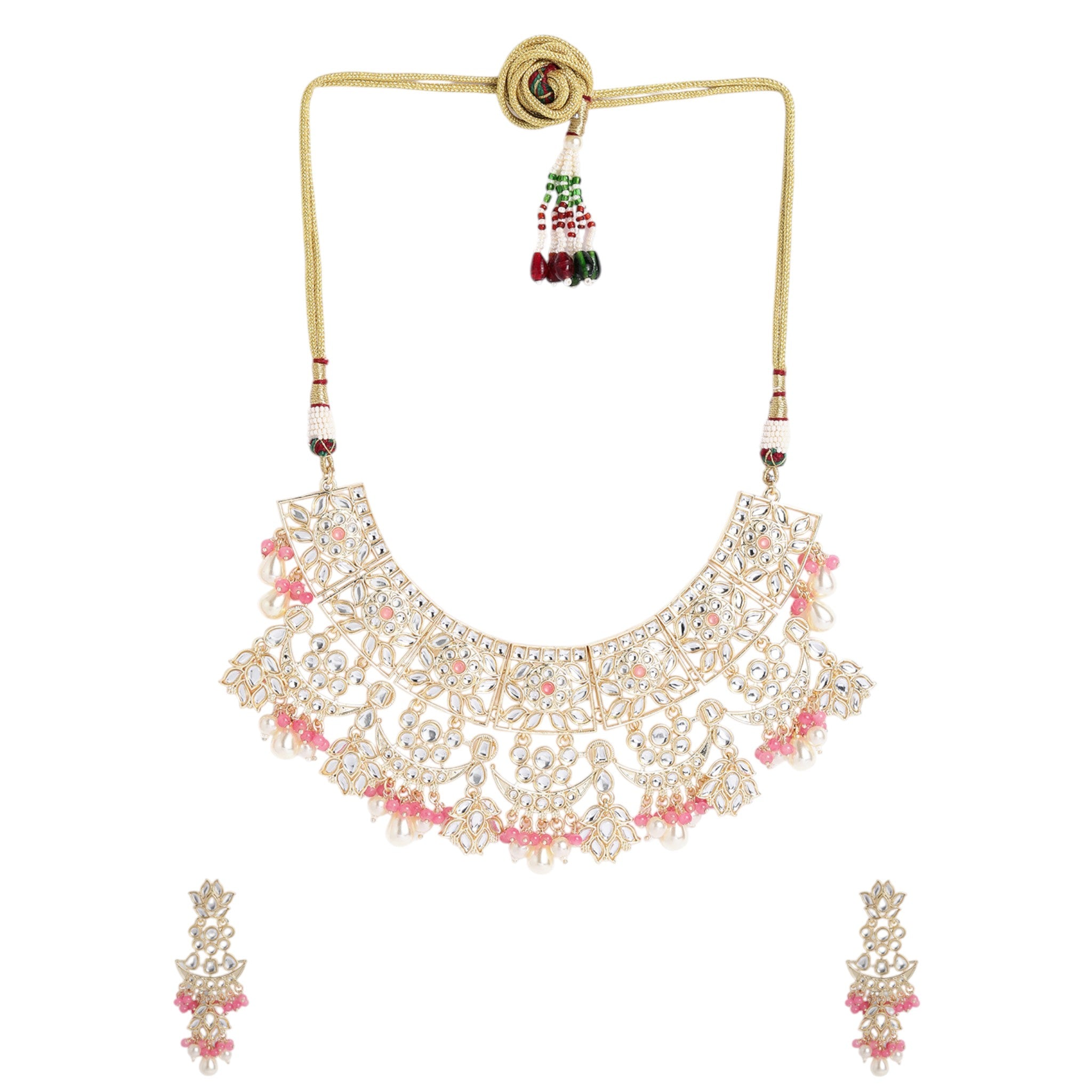 Pink Indo Western Choker Necklace Set