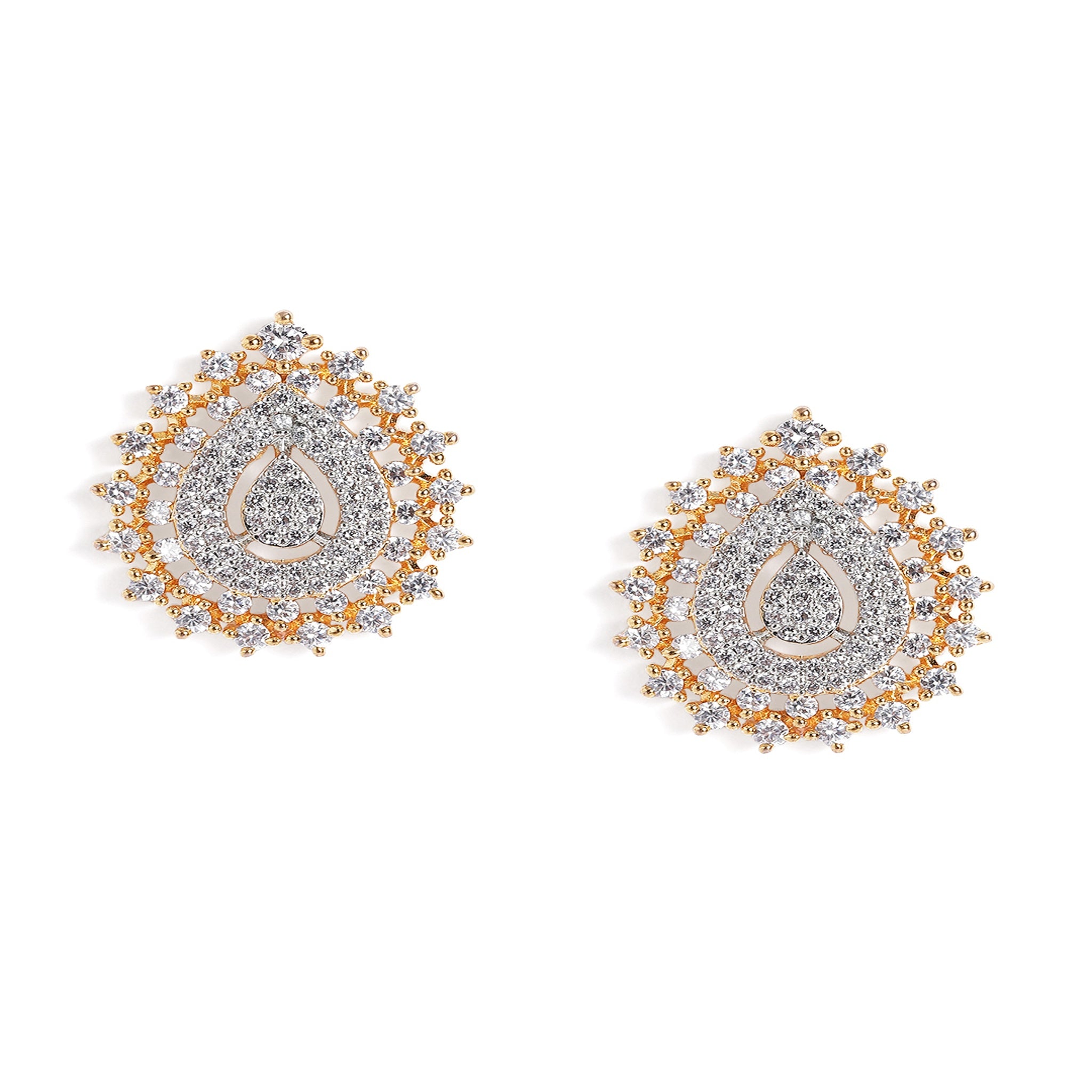 Gold Plated American Diamond Classic Delicate Tops Studs