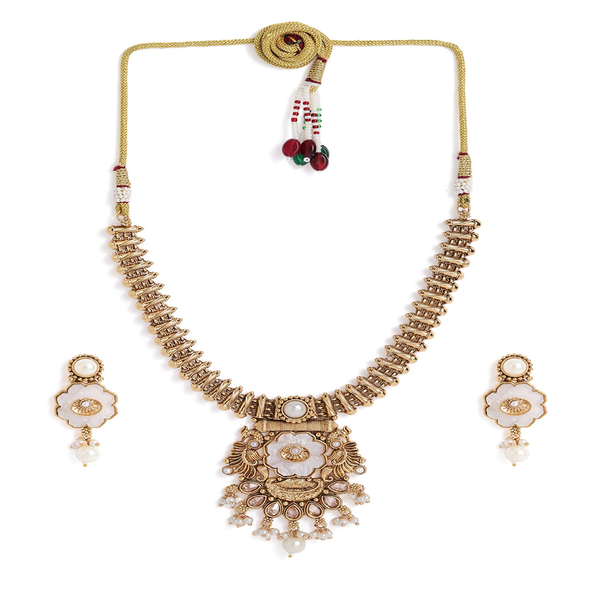 Gold Plated Mother Of Pearl Necklace Set