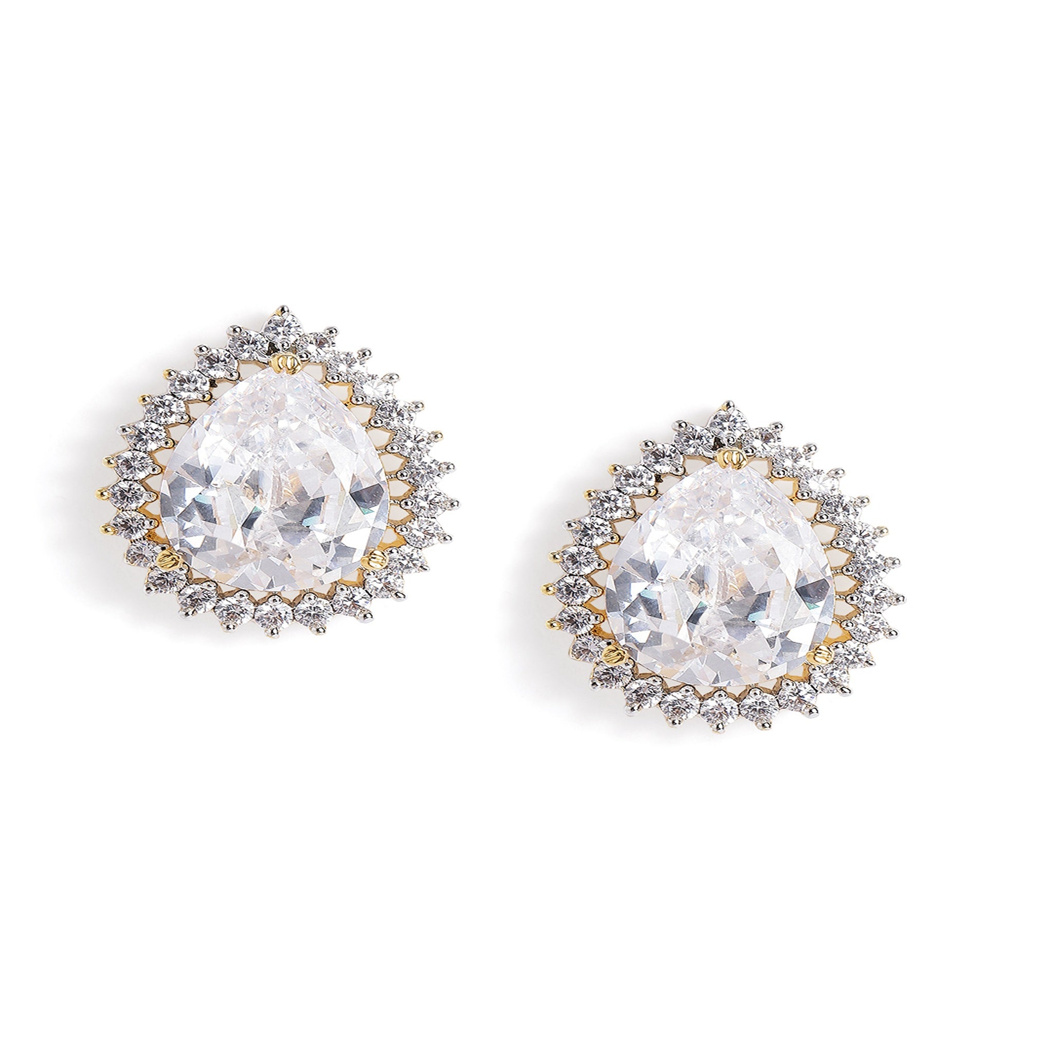 Gold Plated White Classic Stud Earrings