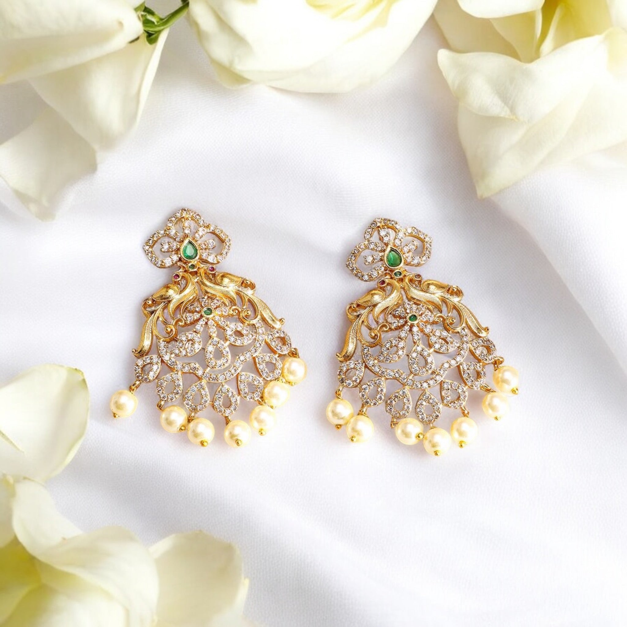 Lavish Giftz Gold Plated Cubic Zirconia Studded Necklace Set