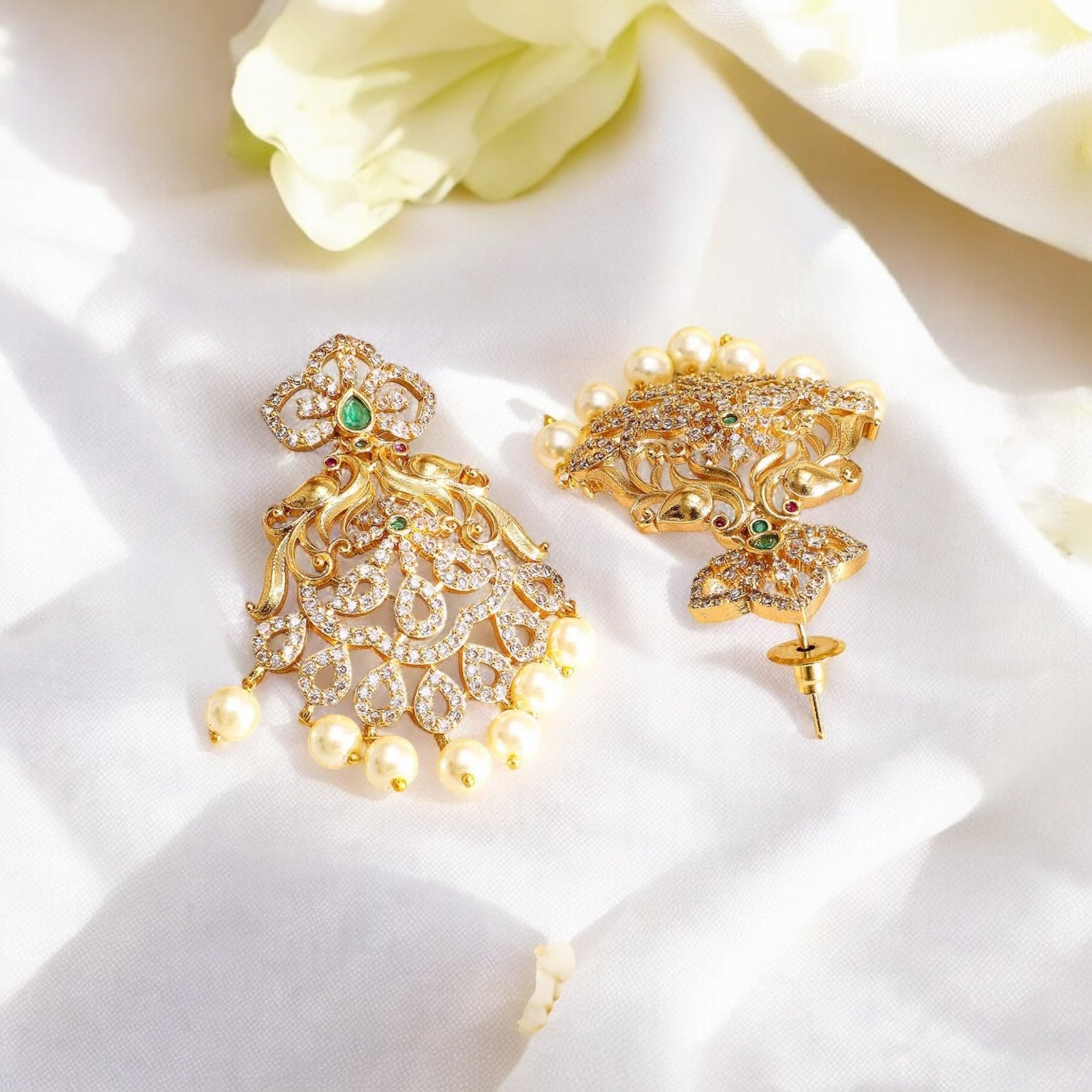 Lavish Giftz Gold Plated Cubic Zirconia Studded Necklace Set