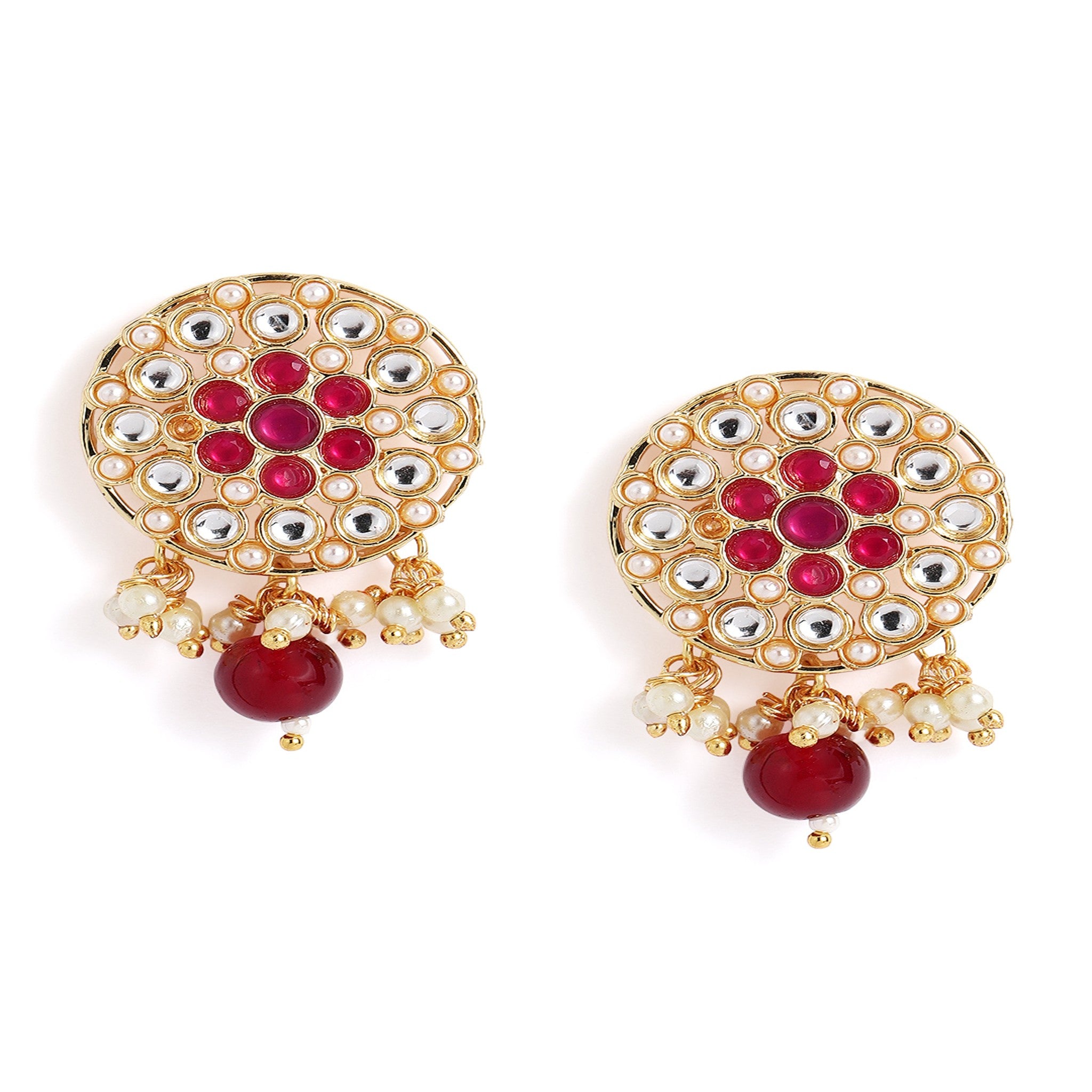 Gold Plated White Ruby Beaded Mala Necklace Set