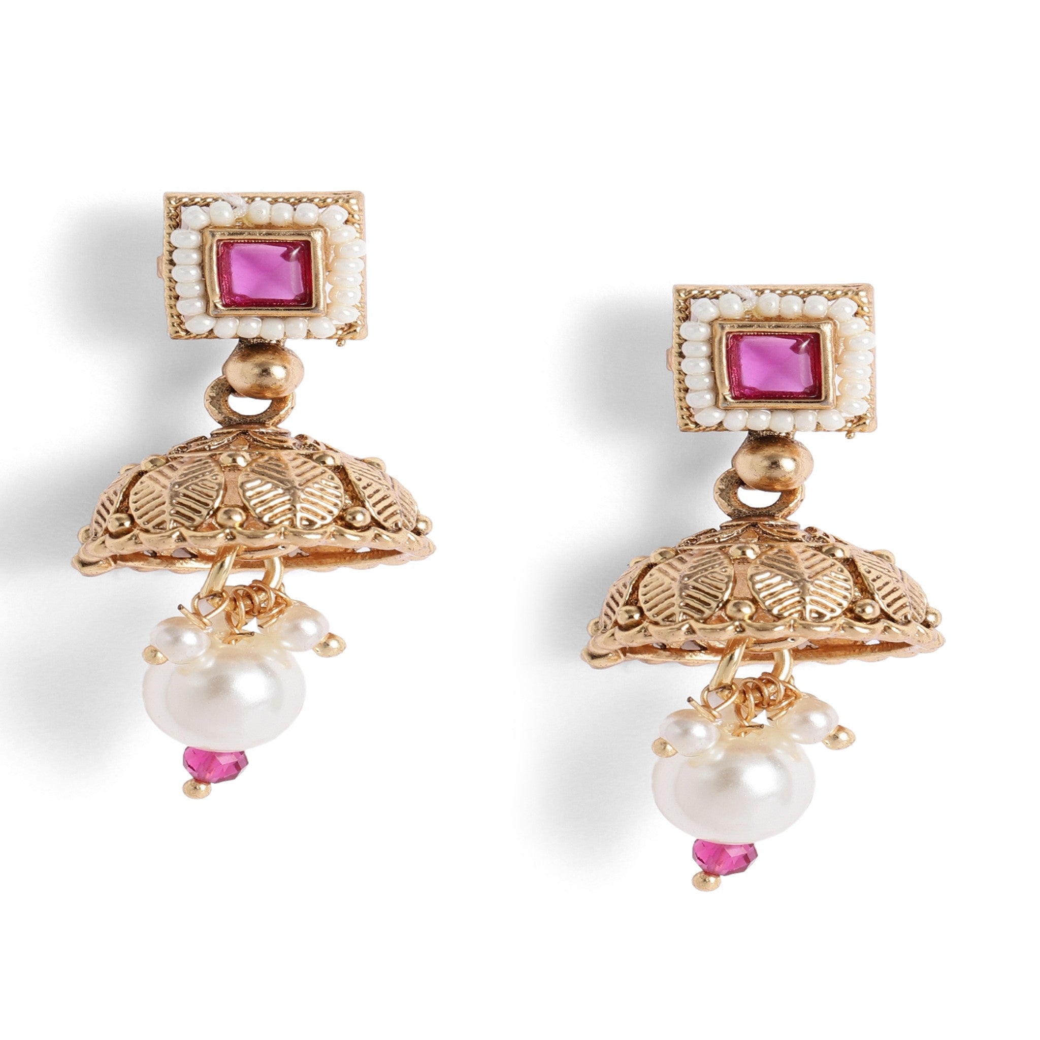 Gold Plated Antique Ruby Enamelled Necklace Set