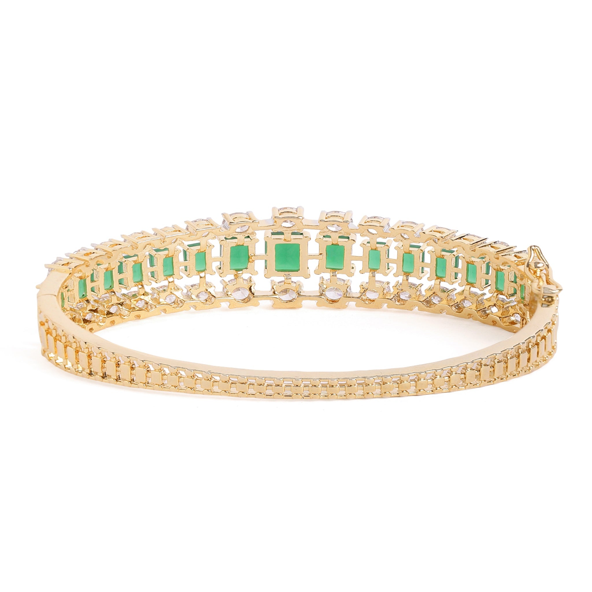 Cubic Zirconia Gold-Plated Kada Bracelet Green-Green