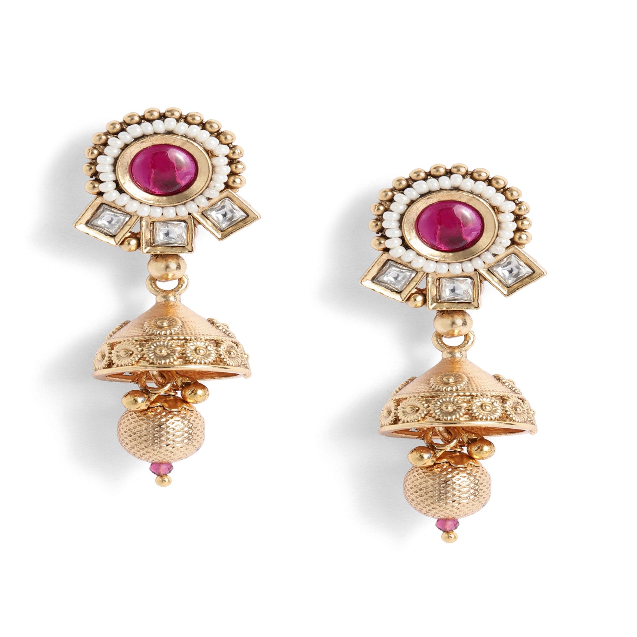 Gold Plated Antique Delicate Ruby Necklace Set