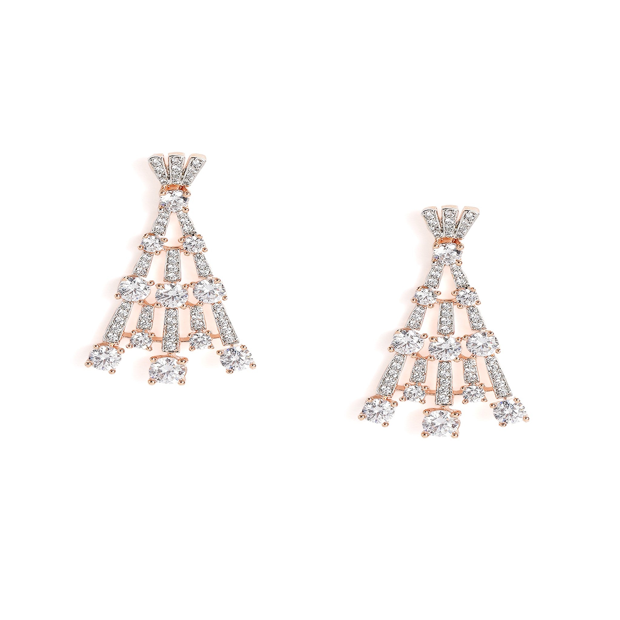 Rose Gold Plated White AD-Studded Jewellery Set