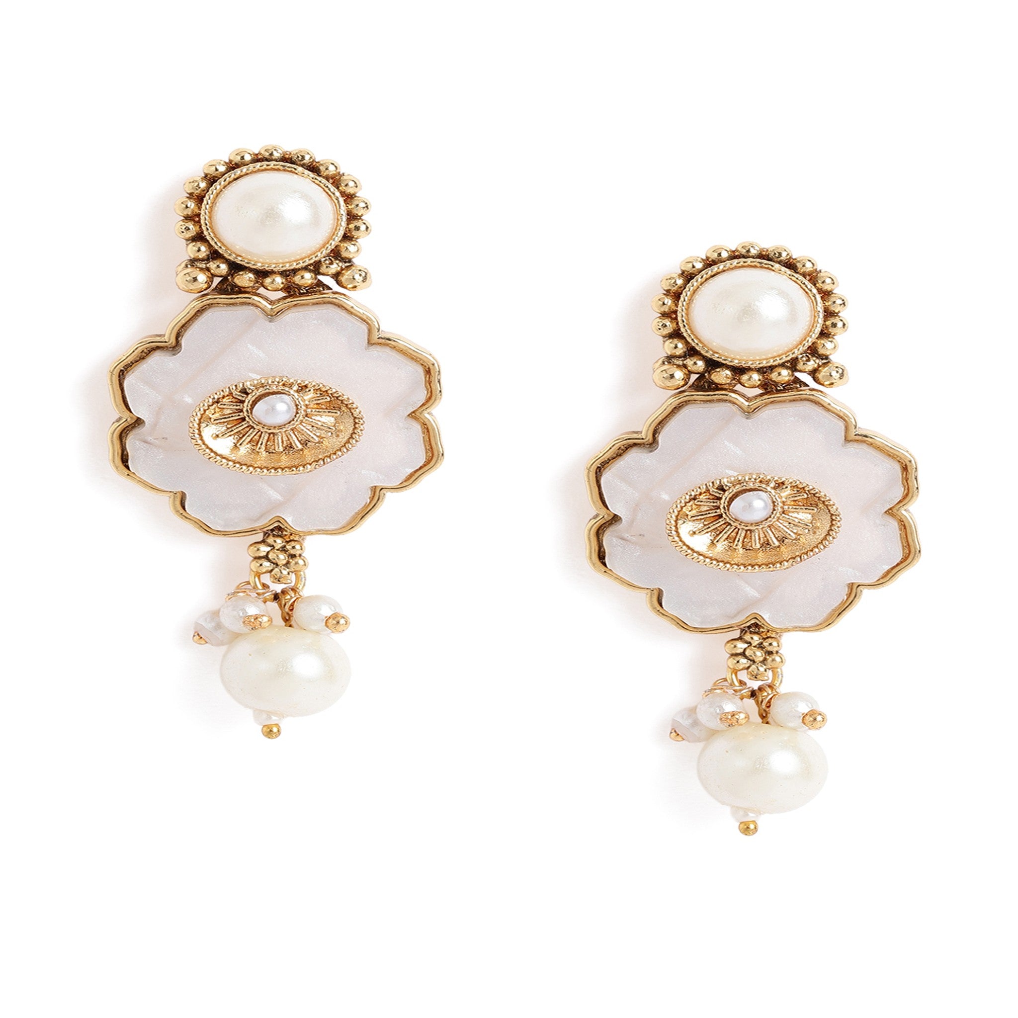 Gold Plated Mother Of Pearl Necklace Set