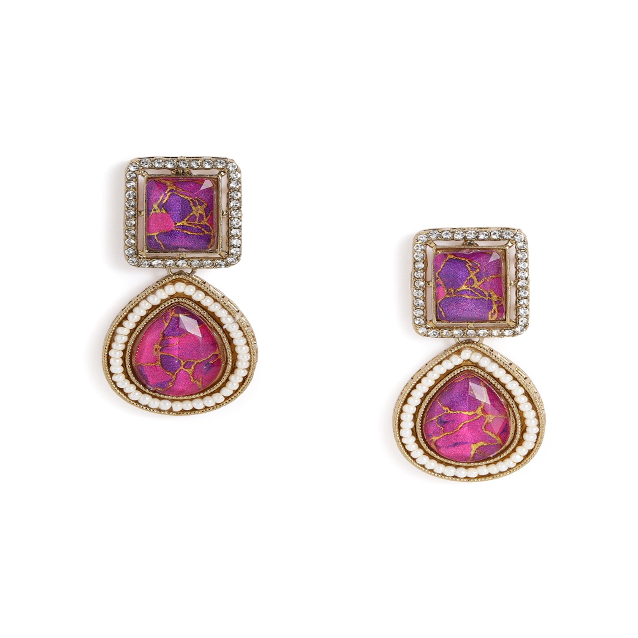 Purple Necklace Set With Antique Finish