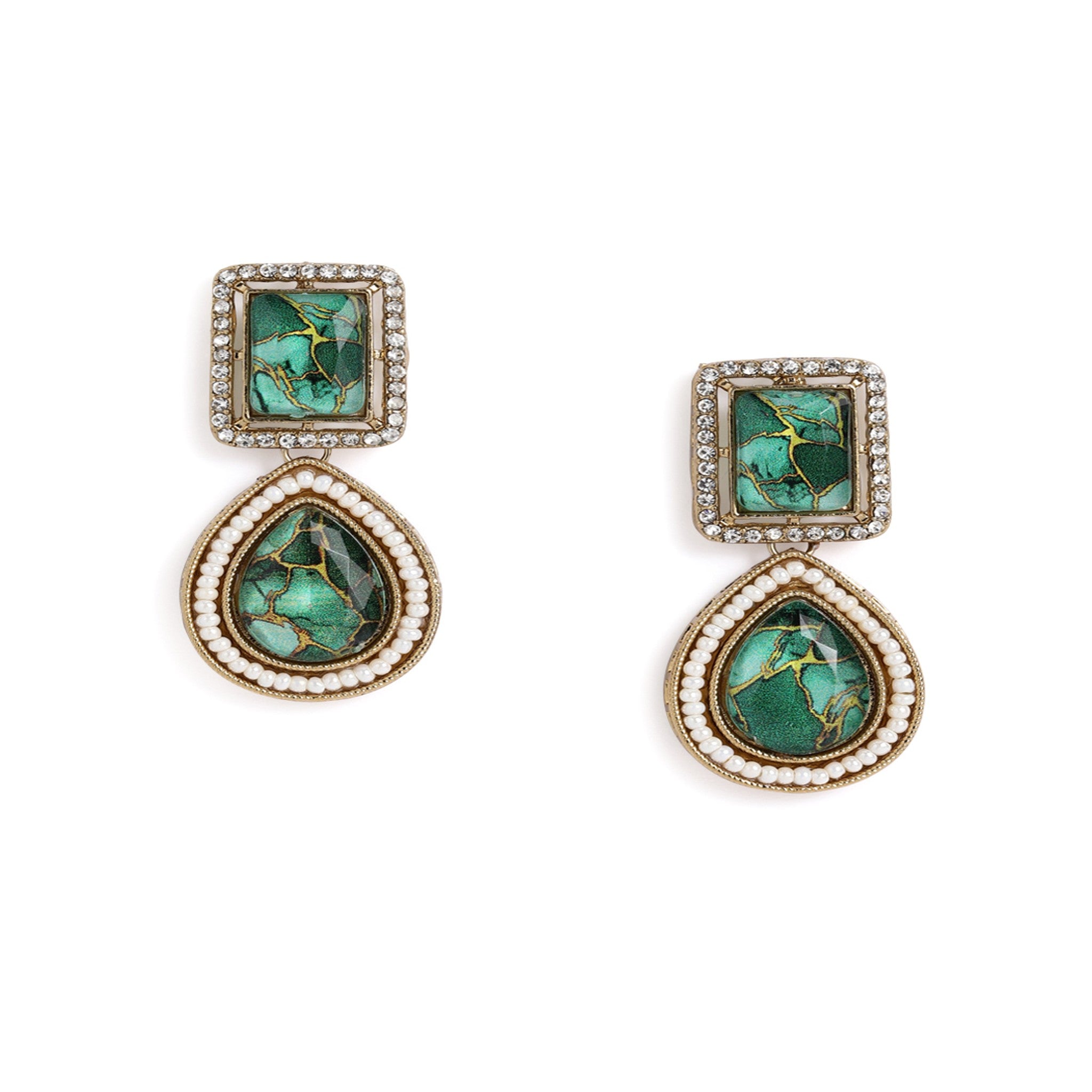 Green Necklace Set With Antique Finish