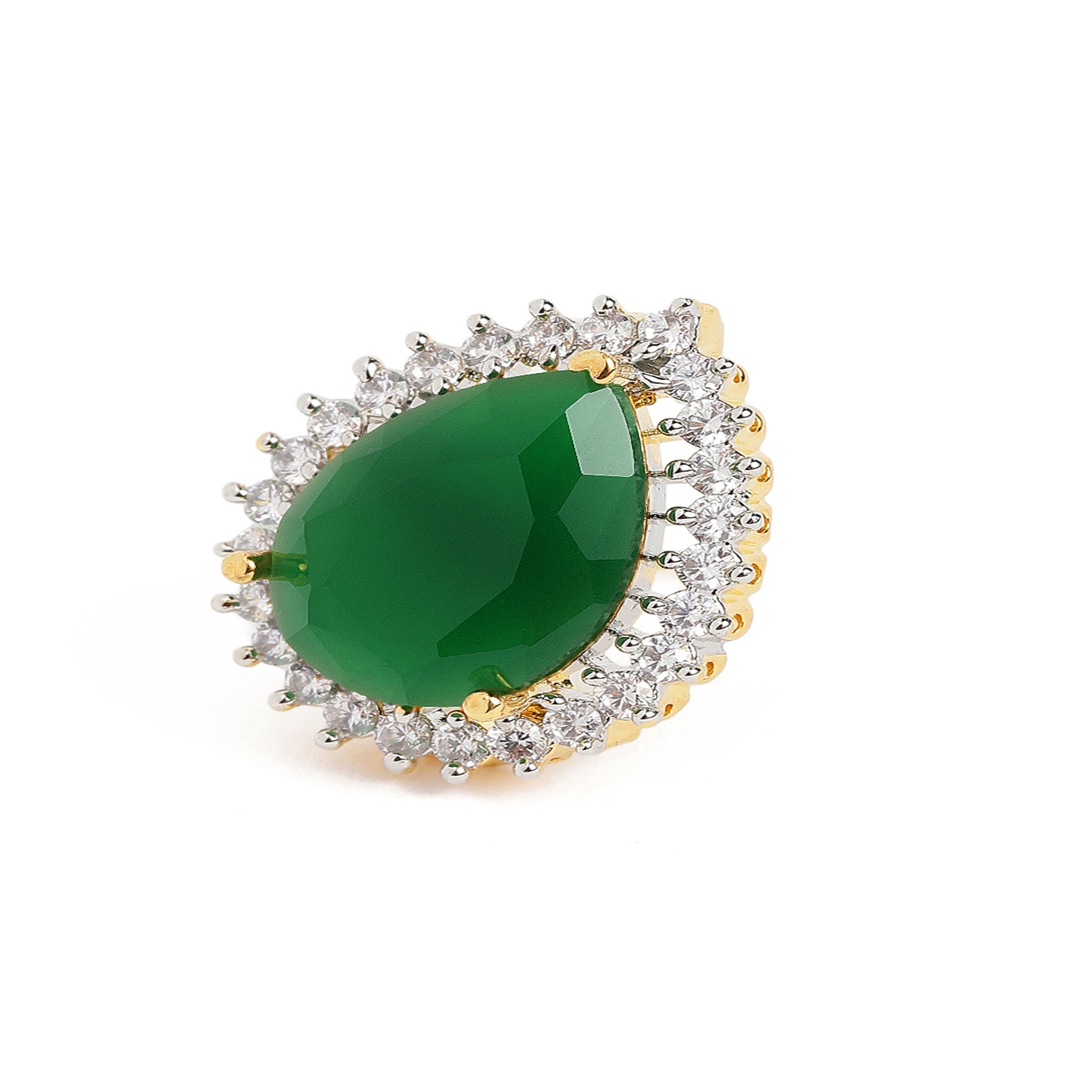 Gold Plated Green Classic Stud Earrings