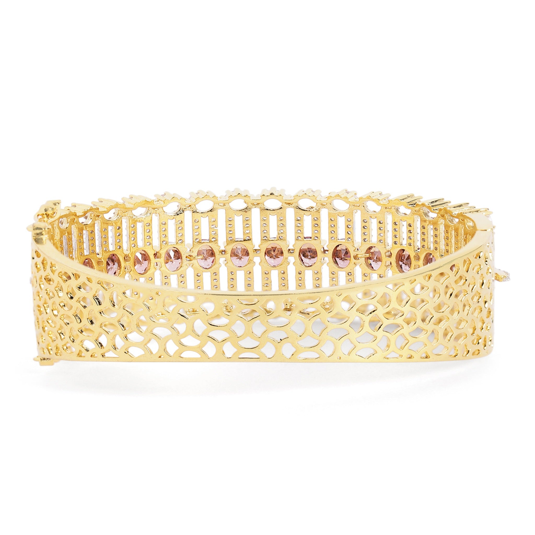 Women Cubic Zirconia Gold-Plated Kada Bracelet-Purple