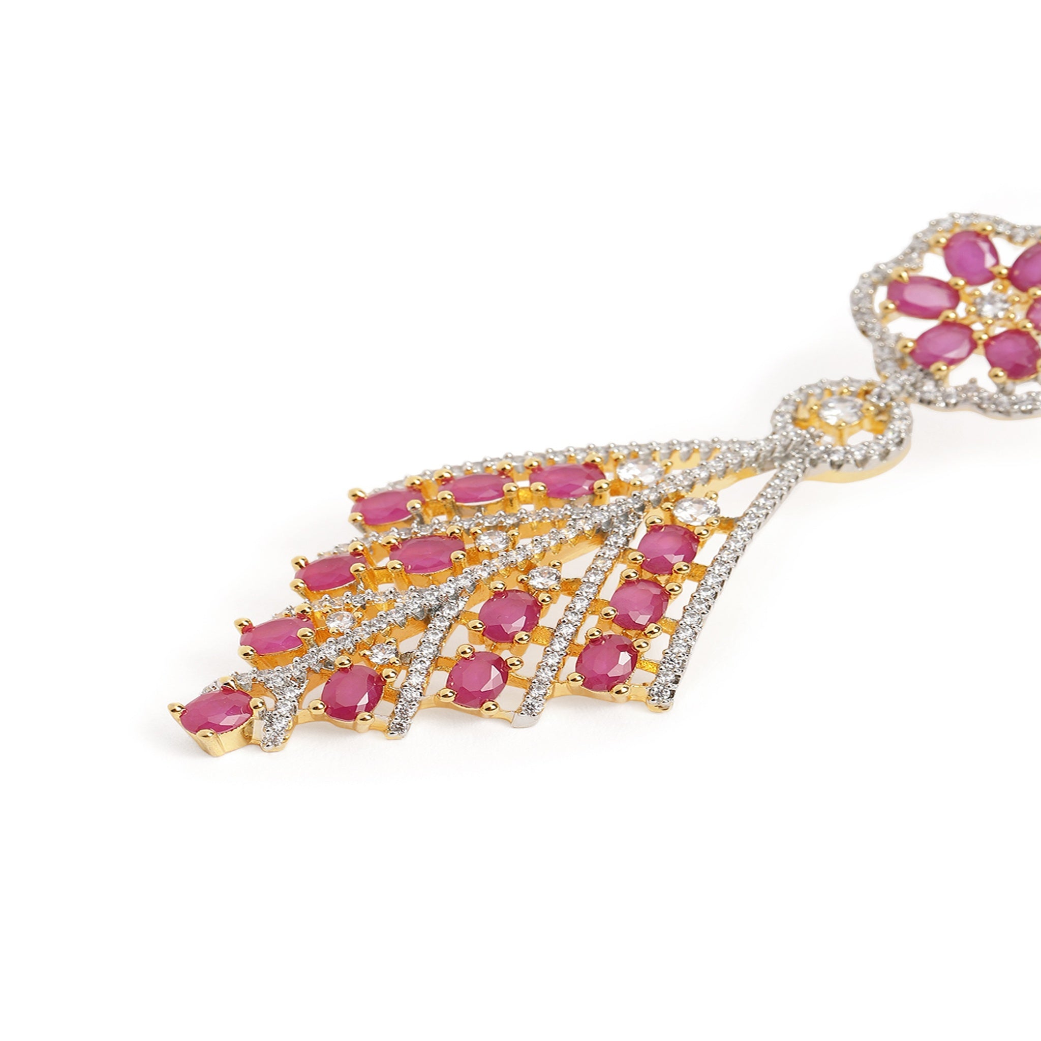 Gold-Plated Ruby Classic Drop Earrings