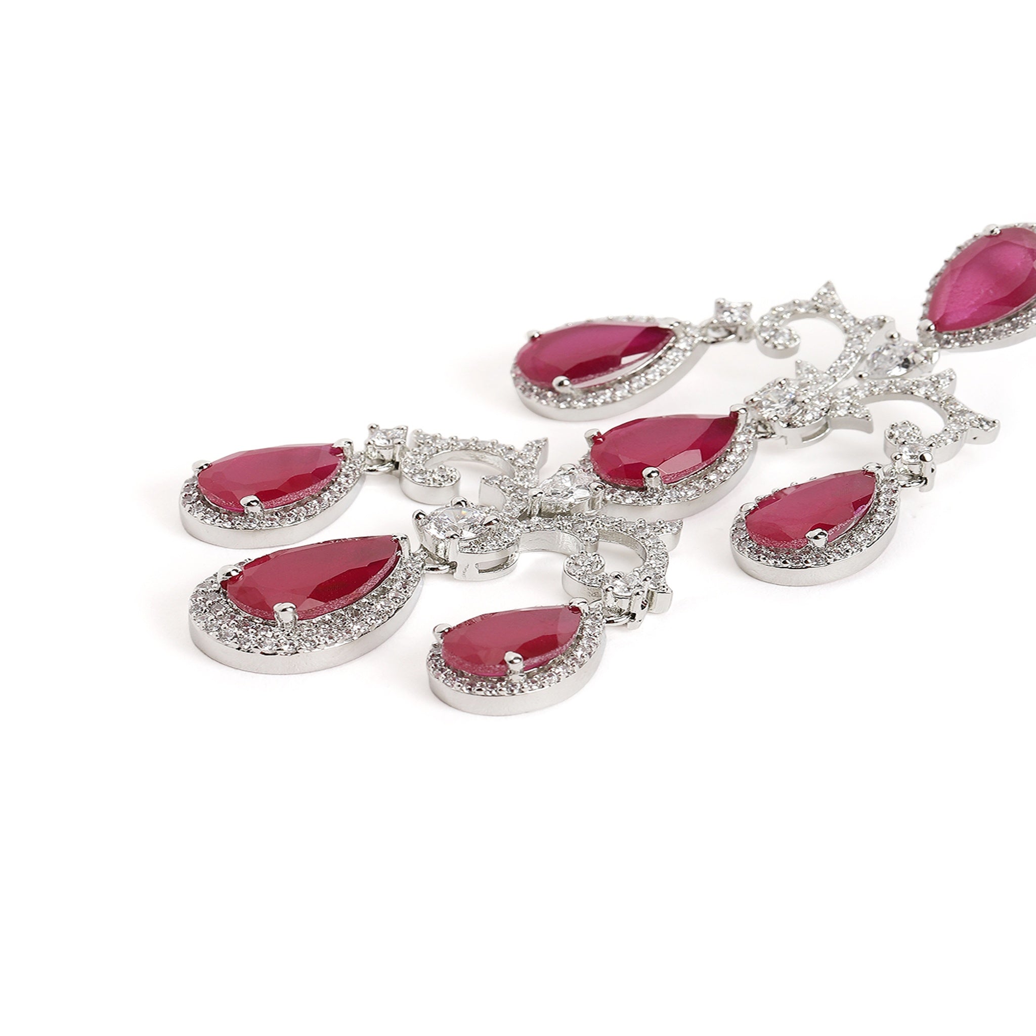Silver-Toned American Diamonds long Earrings