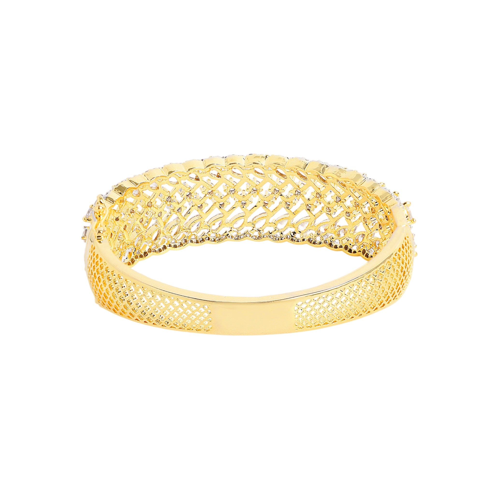 Women Cubic Zirconia Gold-Plated Kada Bracelet