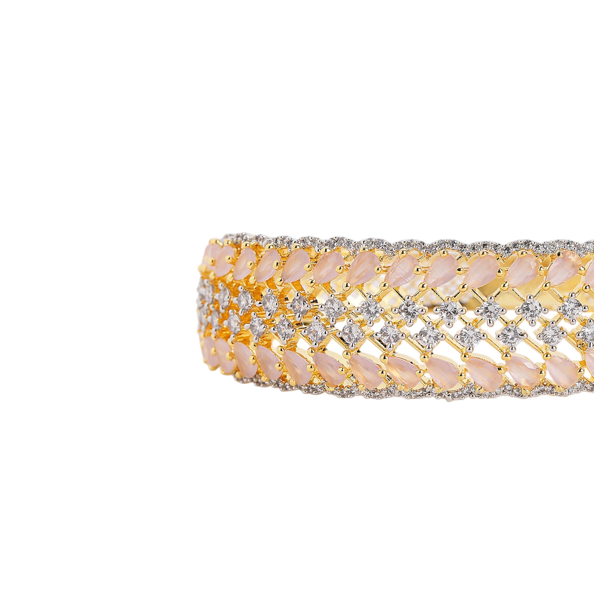 Women Gold-Plated Cubic Zirconia Studded Kada Bracelet