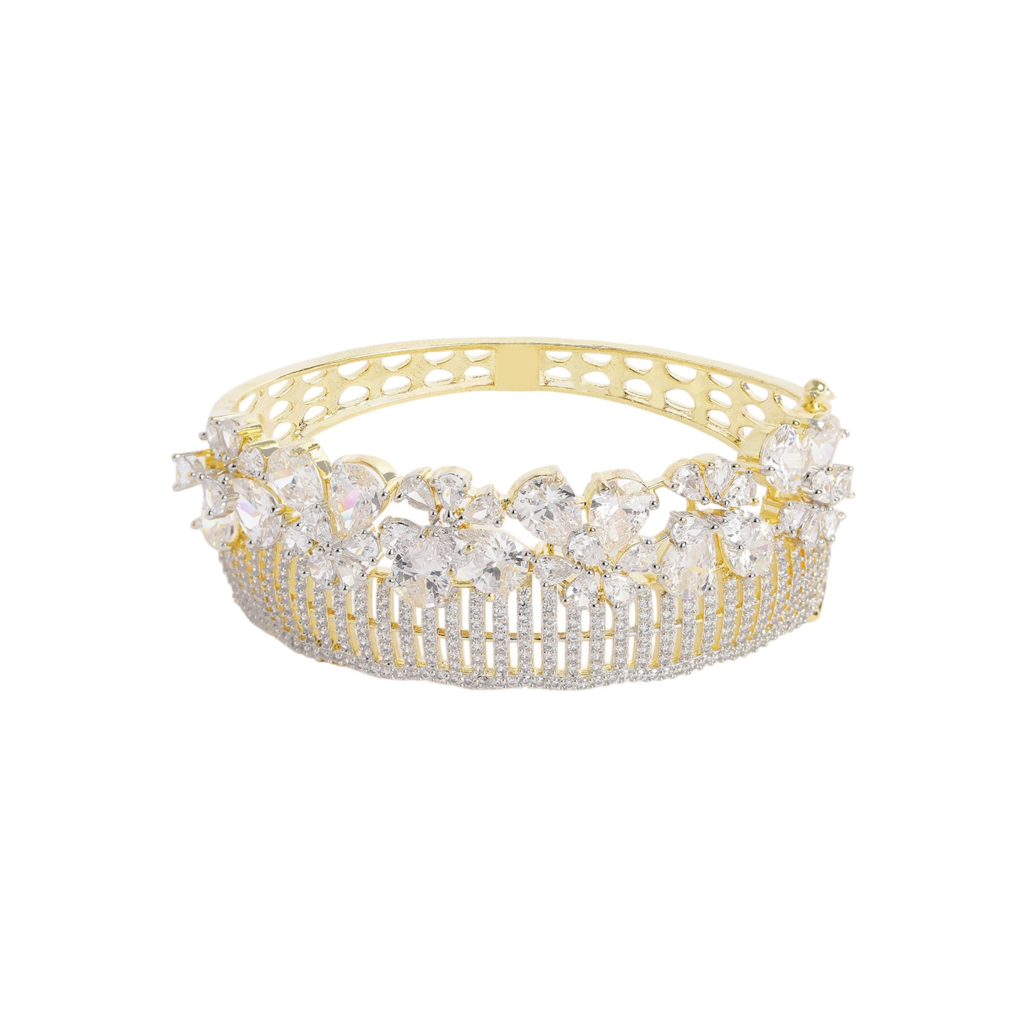 Women Cubic Zirconia Gold-Plated Kada Bracelet