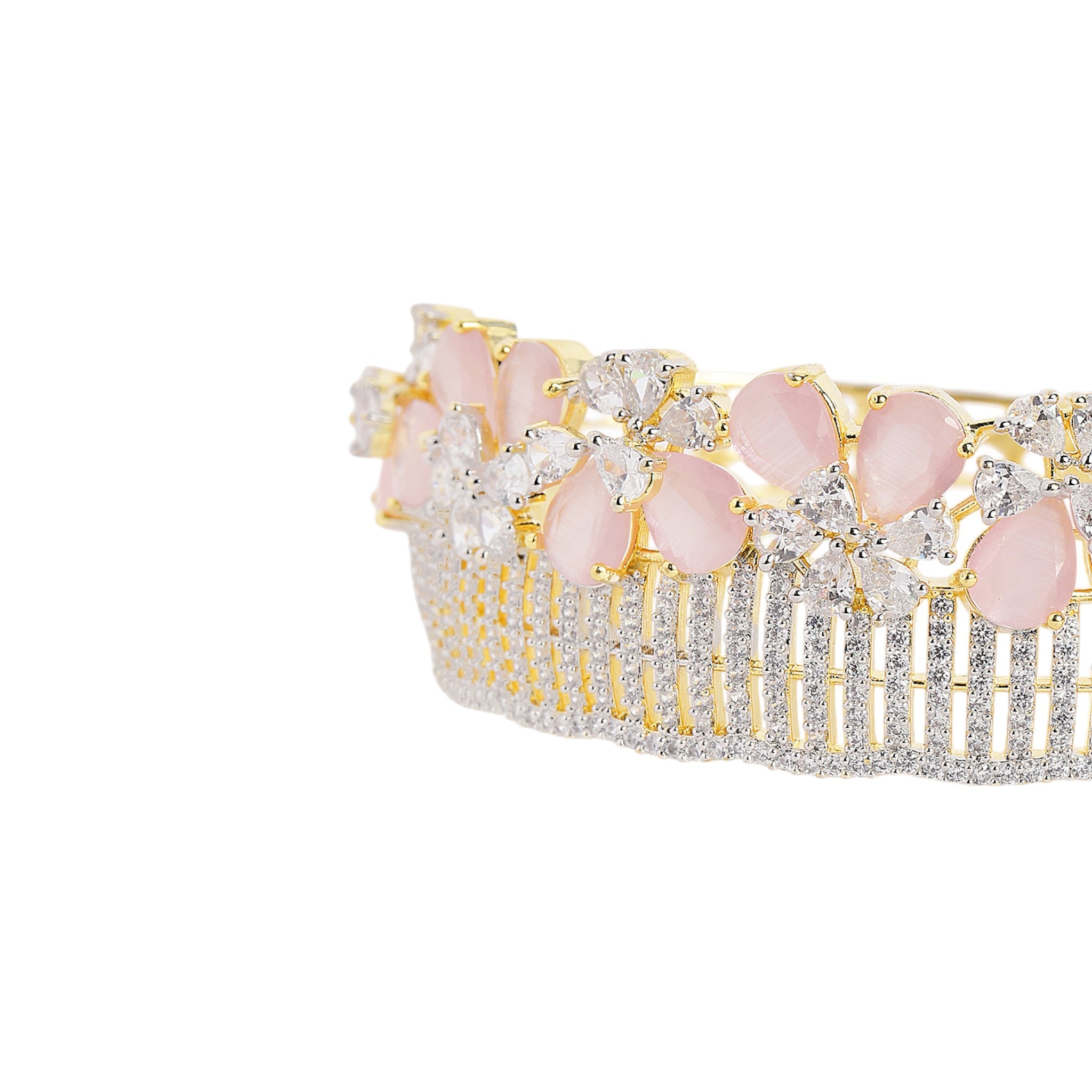 Women Gold-Plated Cubic Zirconia Studded Kada Bracelet