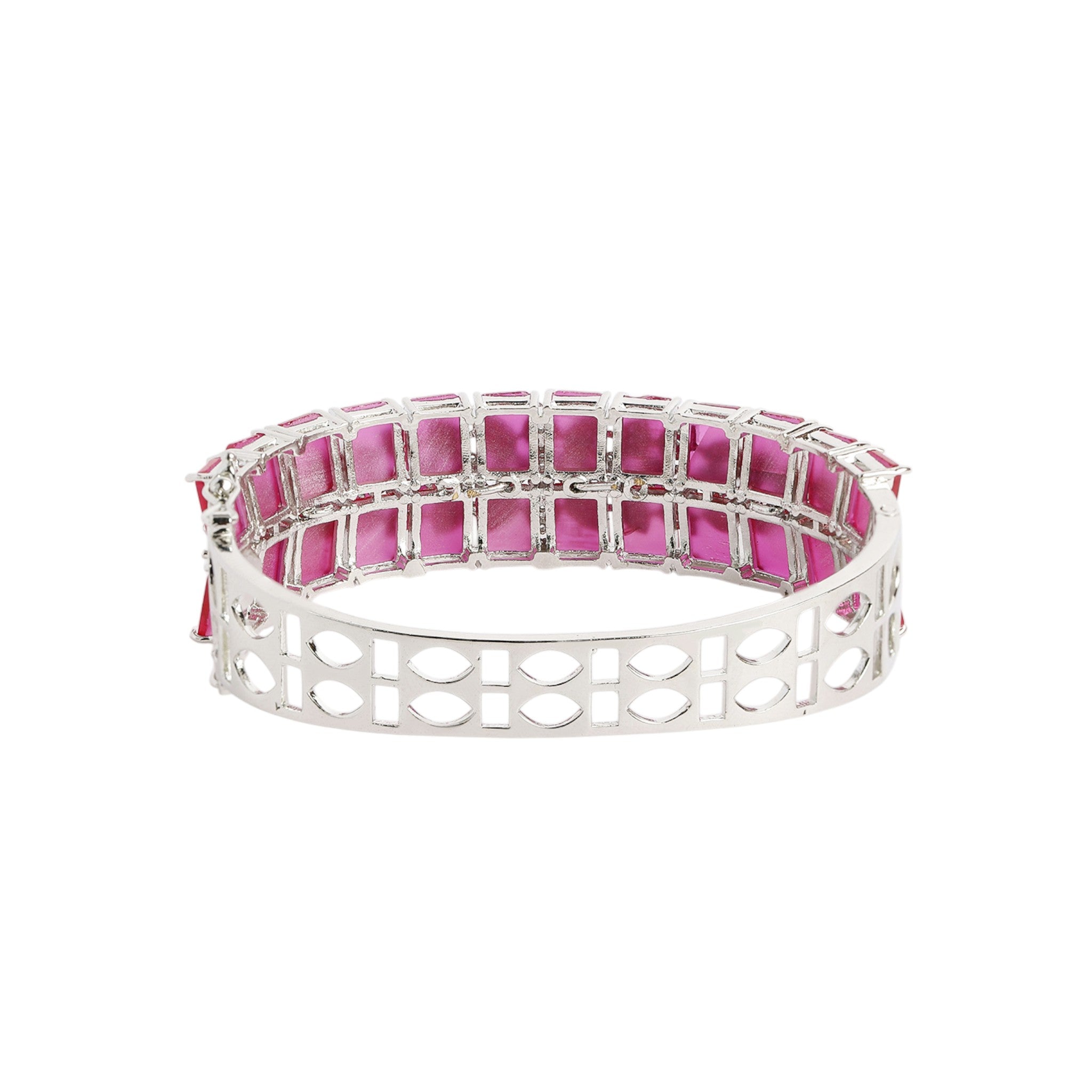 Women Cubic Zirconia Rhodium-Plated Kada Bracelet
