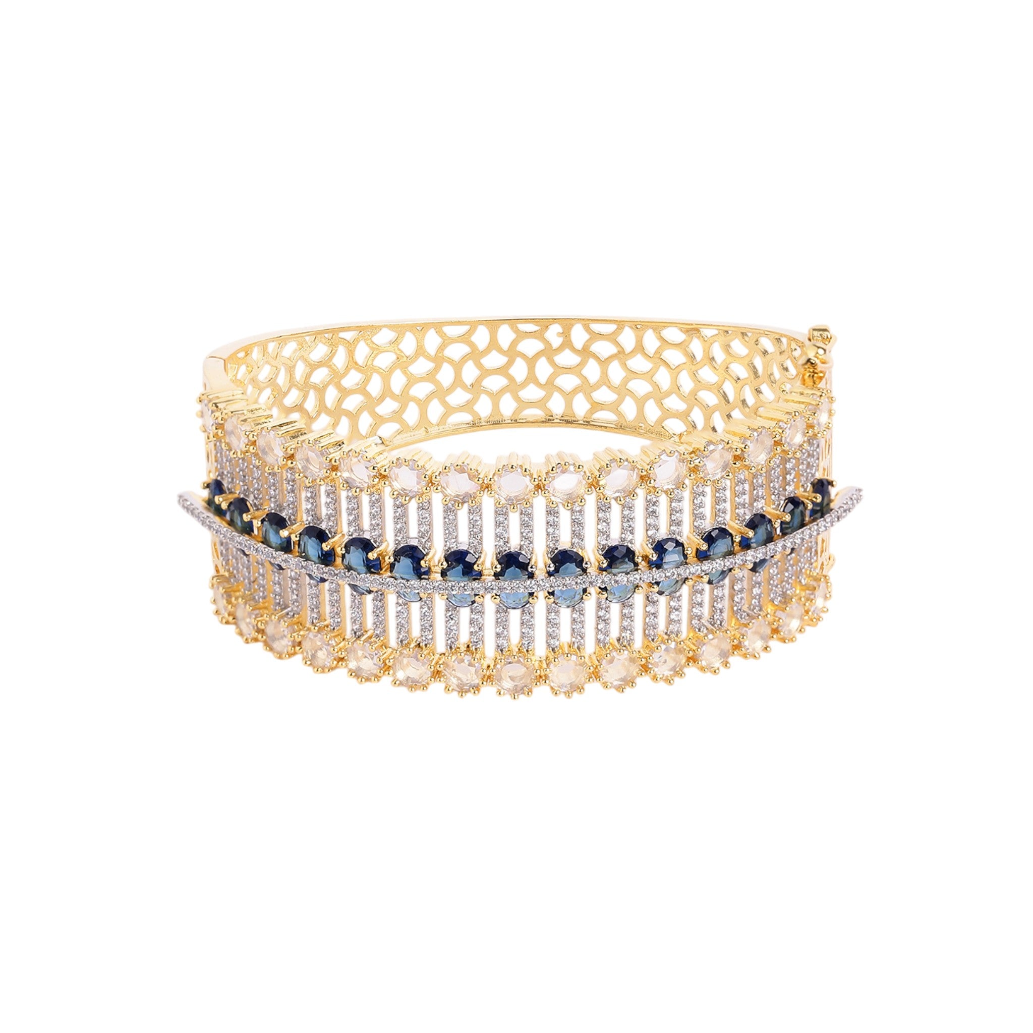Women Cubic Zirconia Gold-Plated Kada Bracelet