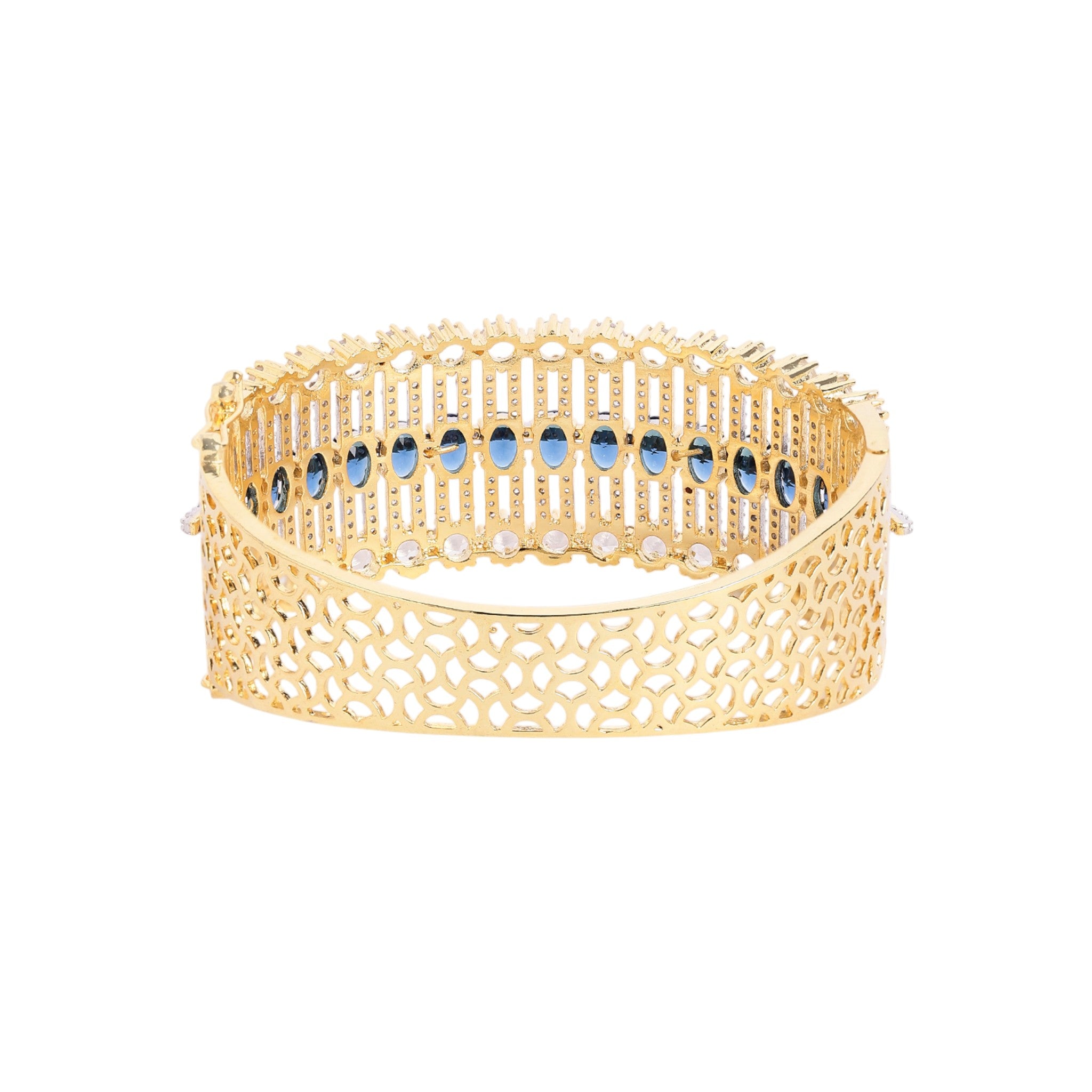 Women Cubic Zirconia Gold-Plated Kada Bracelet