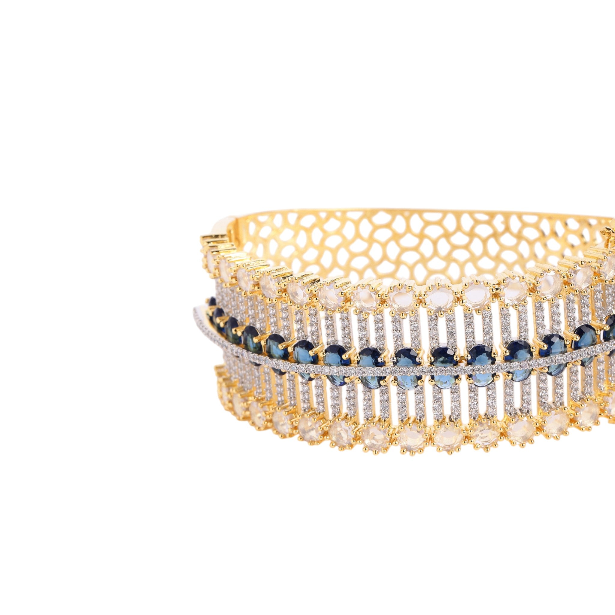 Women Cubic Zirconia Gold-Plated Kada Bracelet