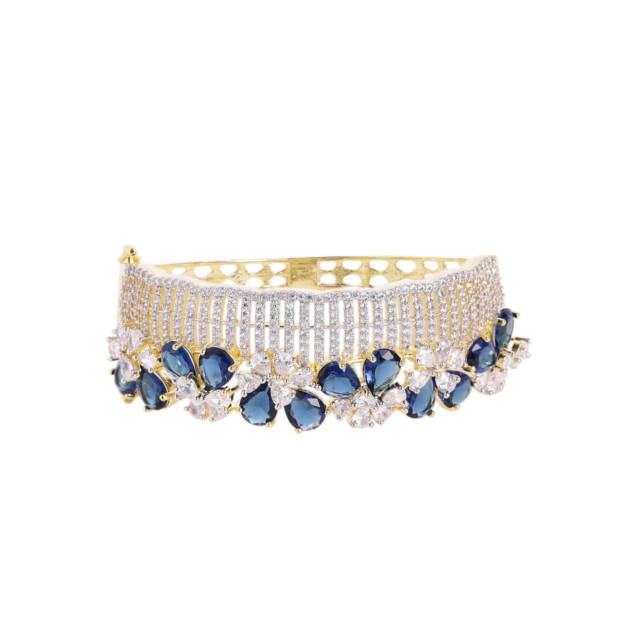 Women Cubic Zirconia Gold-Plated Kada Bracelet