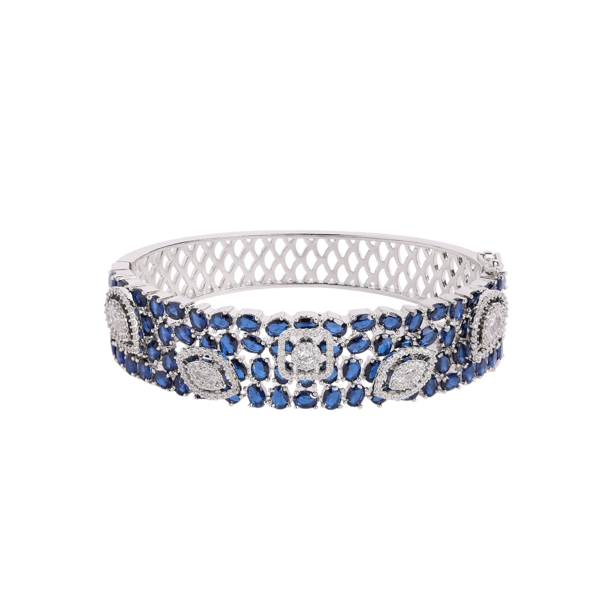 Women Cubic Zirconia Rhodium-Plated Kada Bracelet