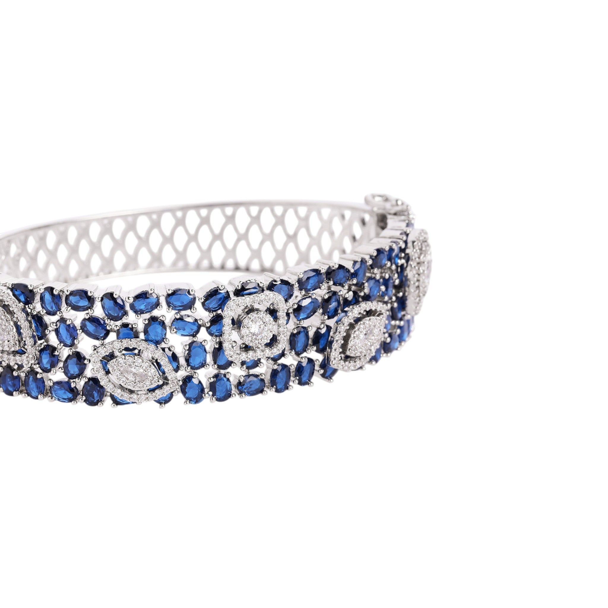 Women Cubic Zirconia Rhodium-Plated Kada Bracelet