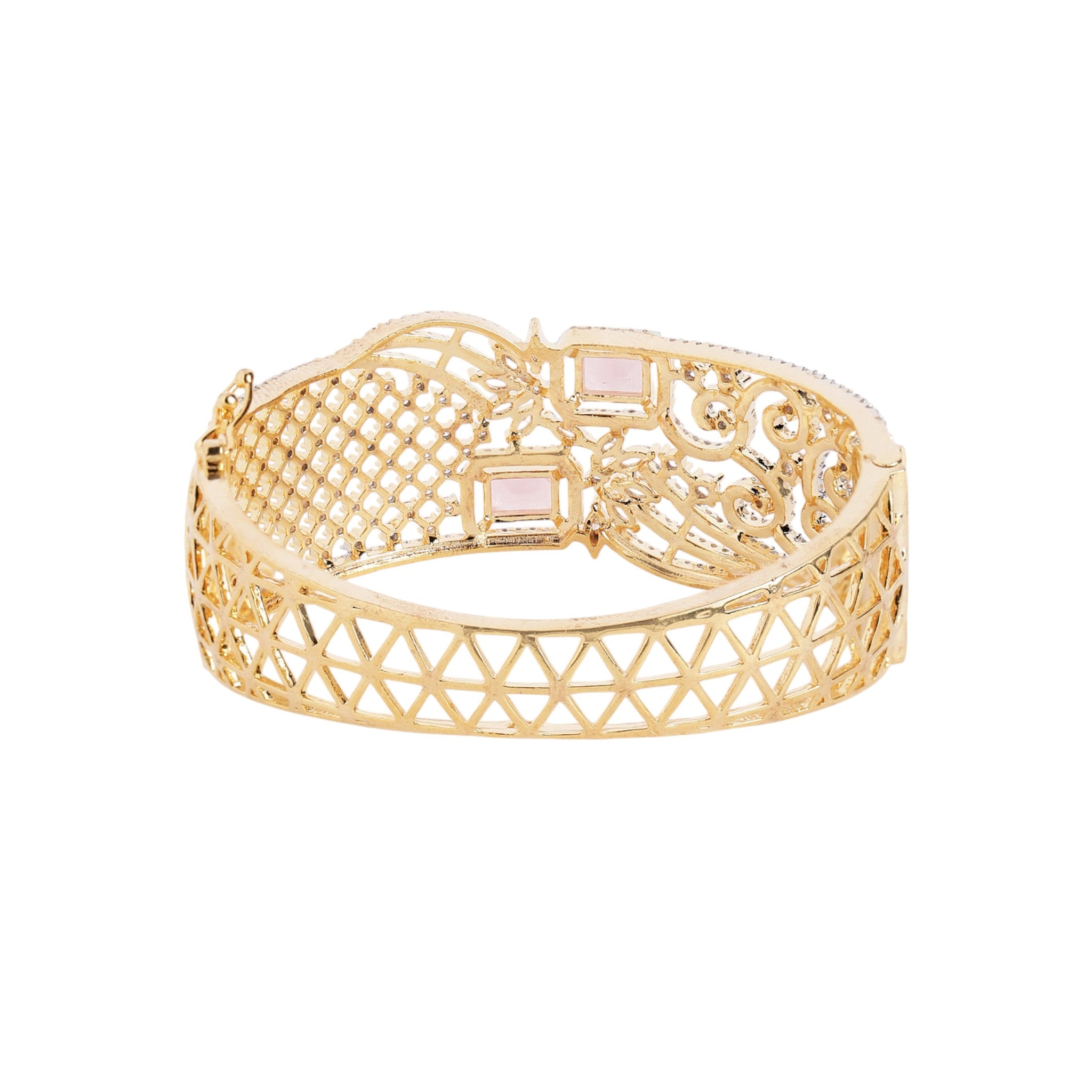 Women Gold-Plated Cubic Zirconia Studded Kada Bracelet