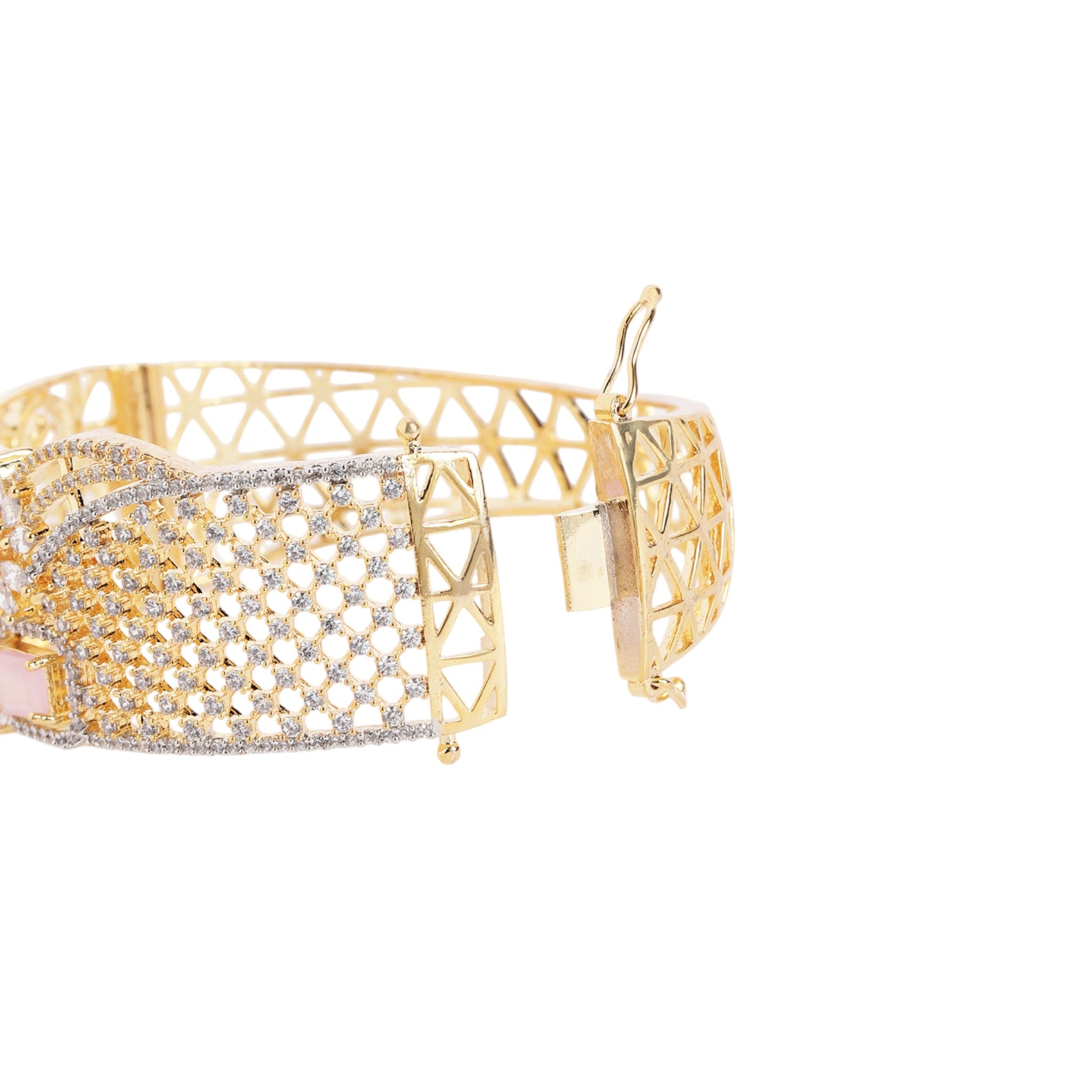 Women Gold-Plated Cubic Zirconia Studded Kada Bracelet