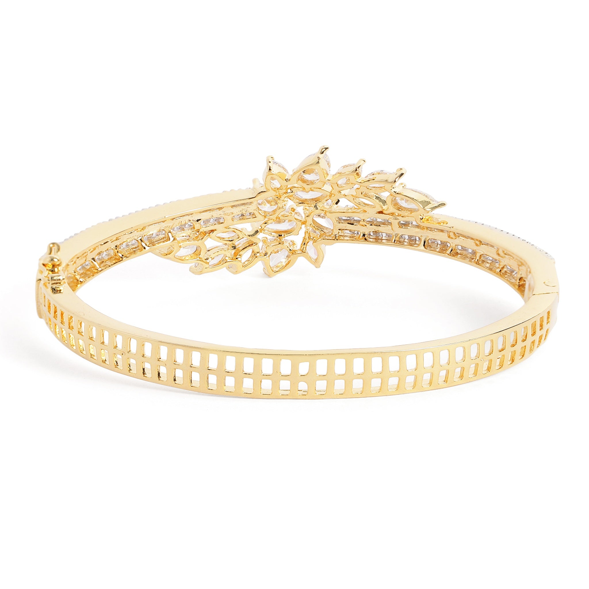 Women Cubic Zirconia Gold-Plated Kada Bracelet