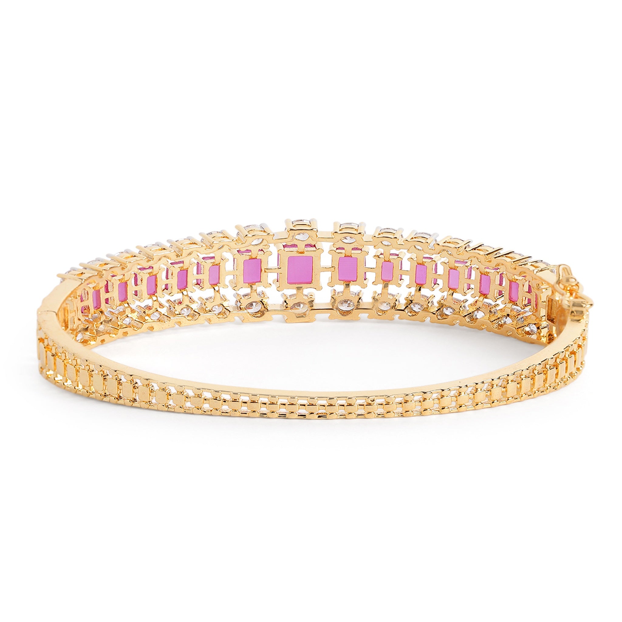 Women Cubic Zirconia Gold-Plated Kada Bracelet