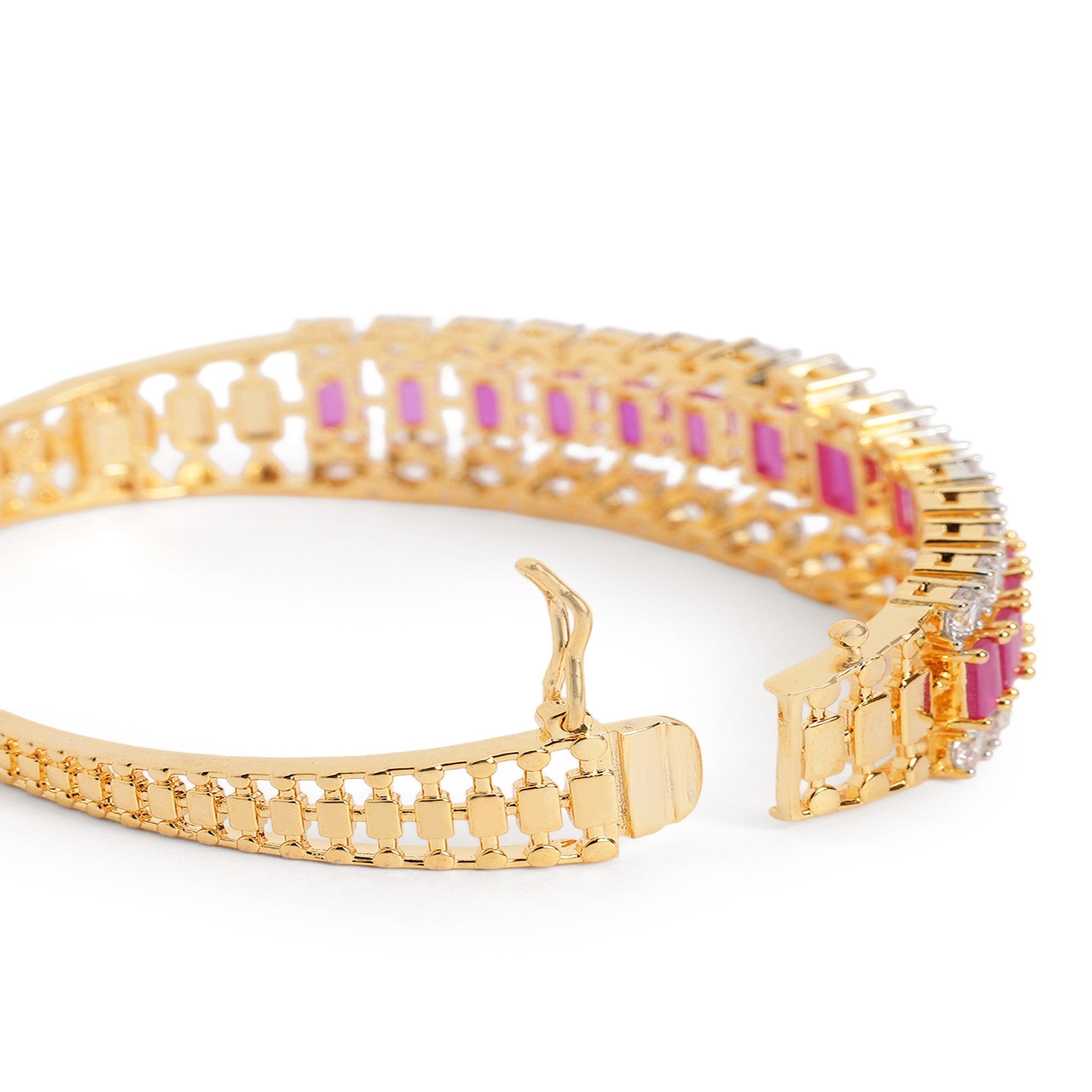 Women Cubic Zirconia Gold-Plated Kada Bracelet