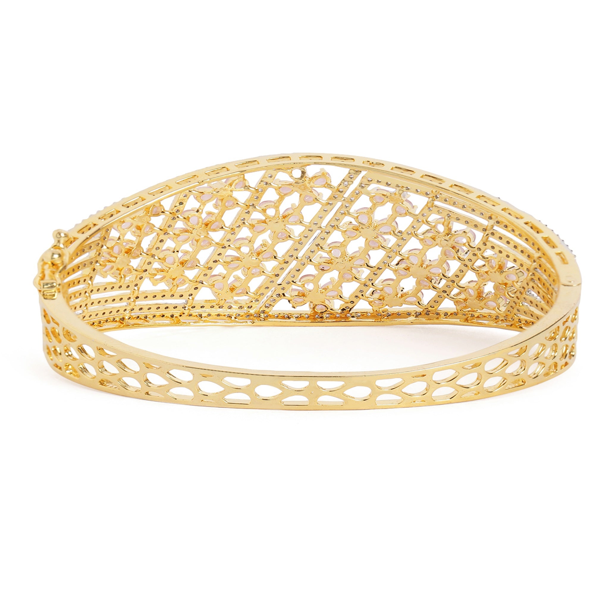 Women Gold-Plated Cubic Zirconia Studded Kada Bracelet