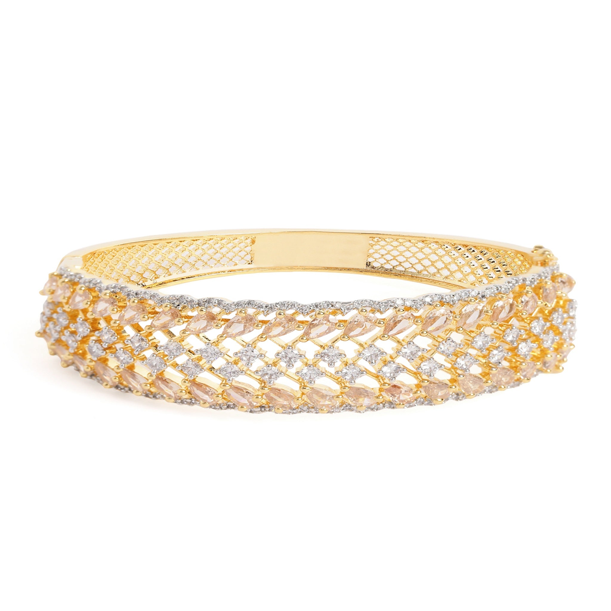Women Cubic Zirconia Gold-Plated Kada Bracelet