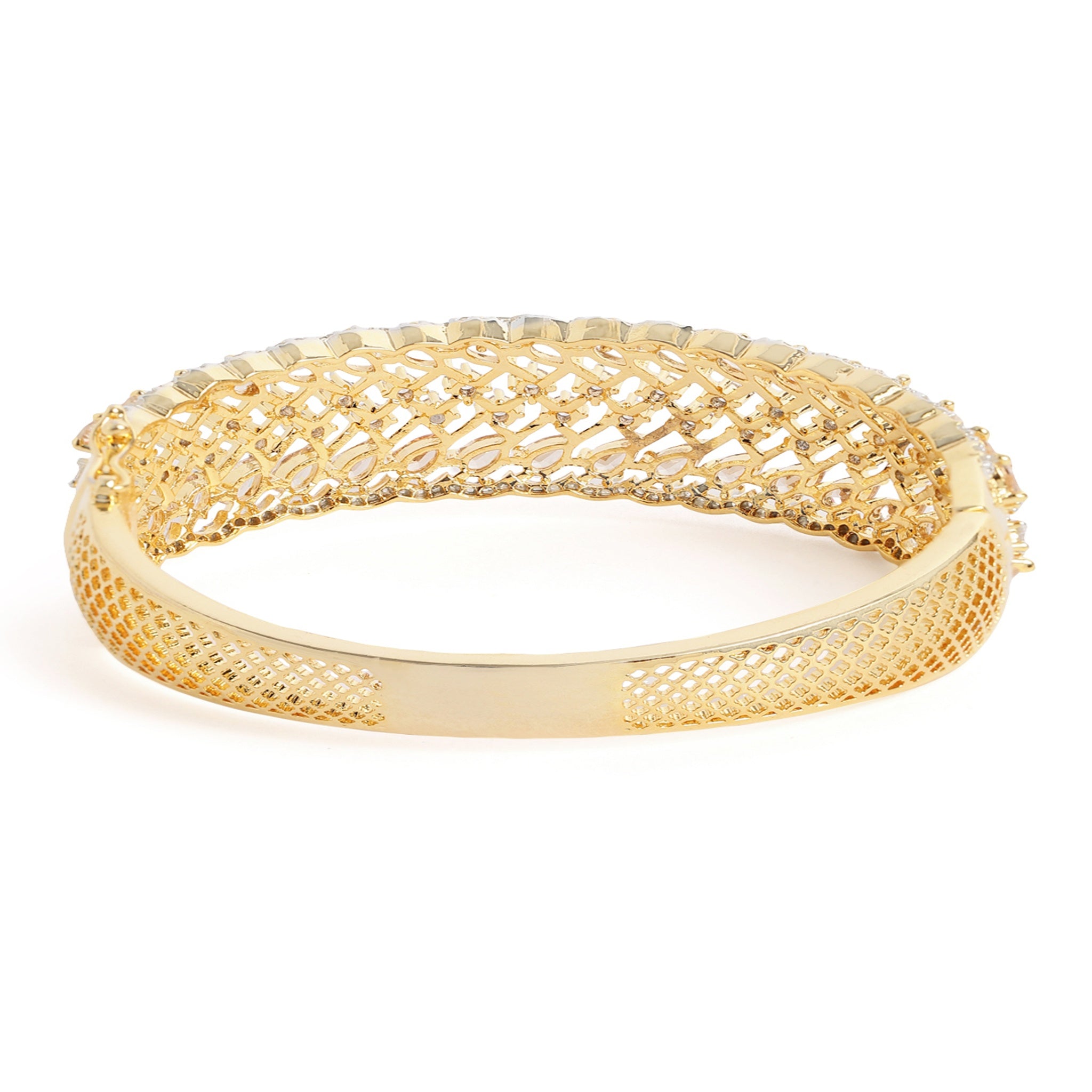Women Cubic Zirconia Gold-Plated Kada Bracelet