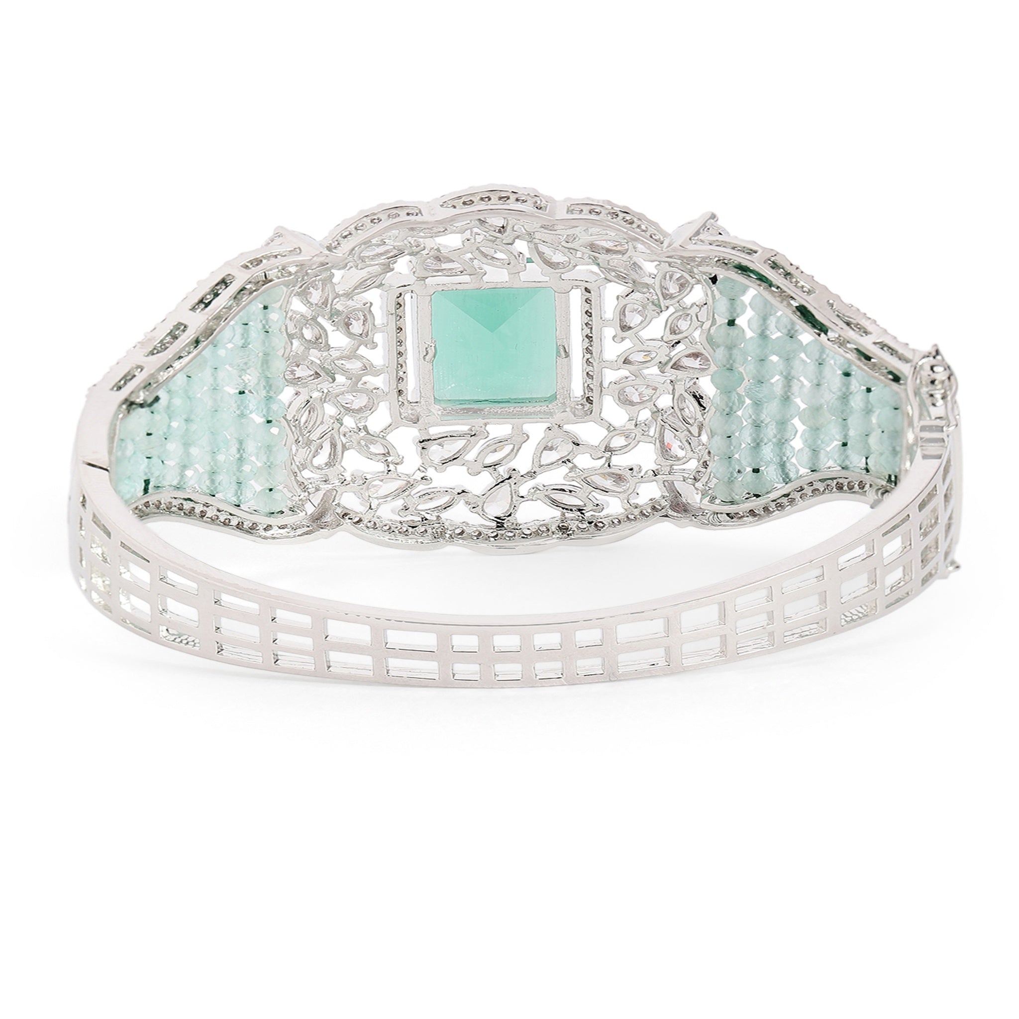 Women Cubic Zirconia Rhodium-Plated Kada Bracelet