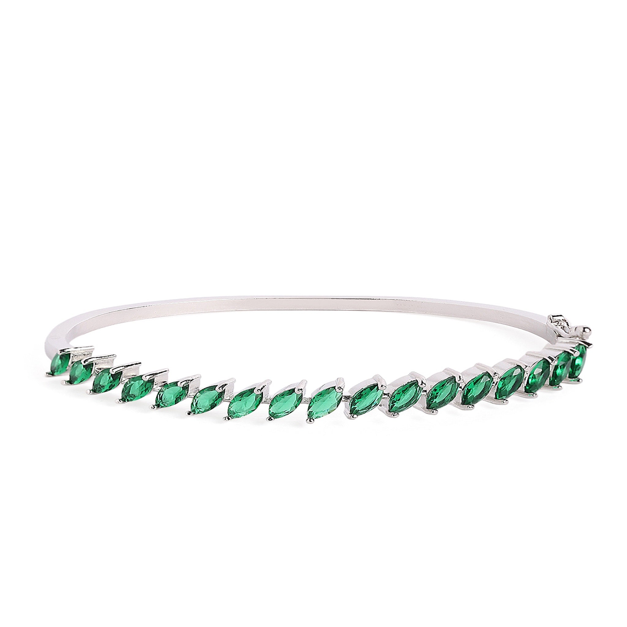 Women Cubic Zirconia Rhodium-Plated Kada Bracelet