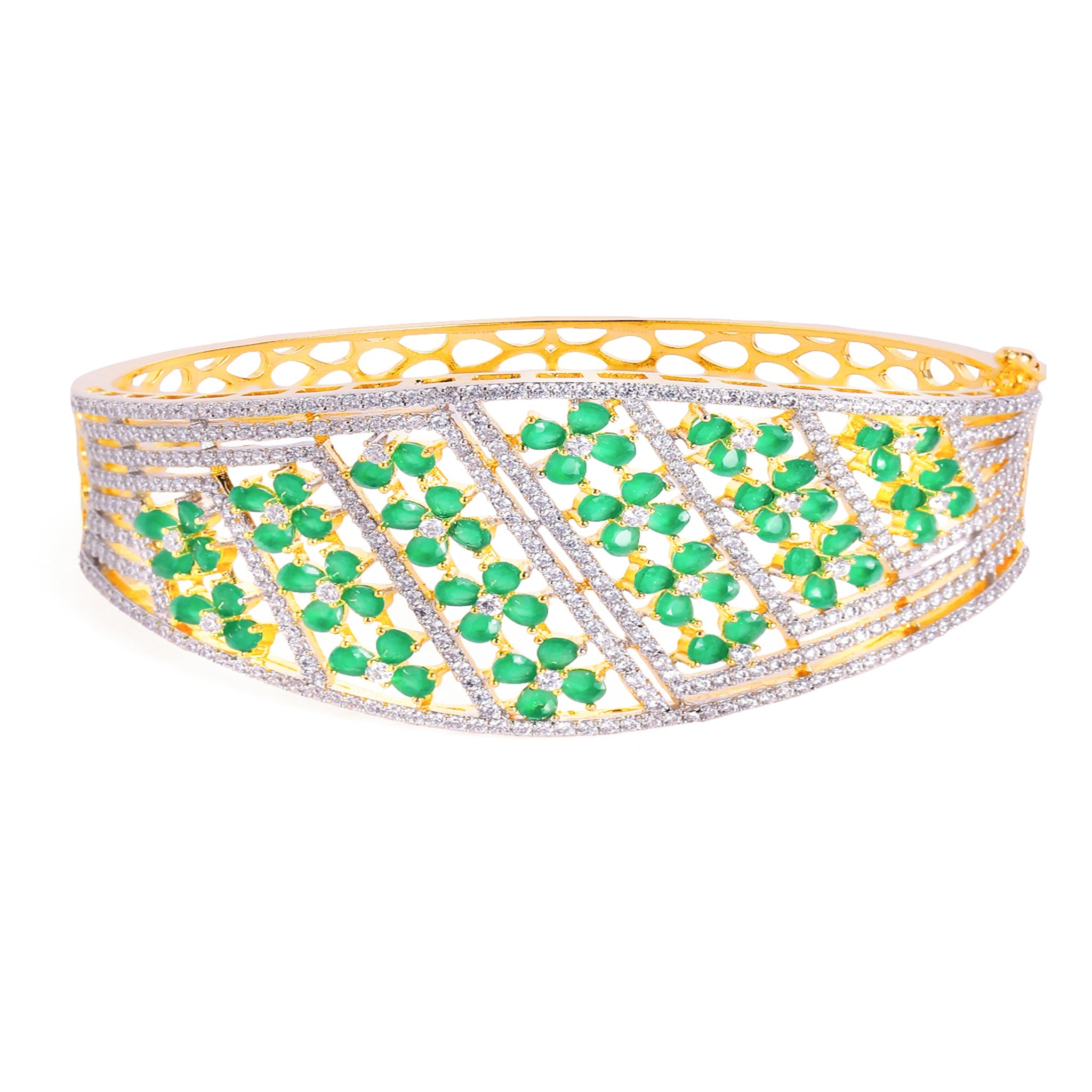 Women Cubic Zirconia Gold-Plated Kada Bracelet