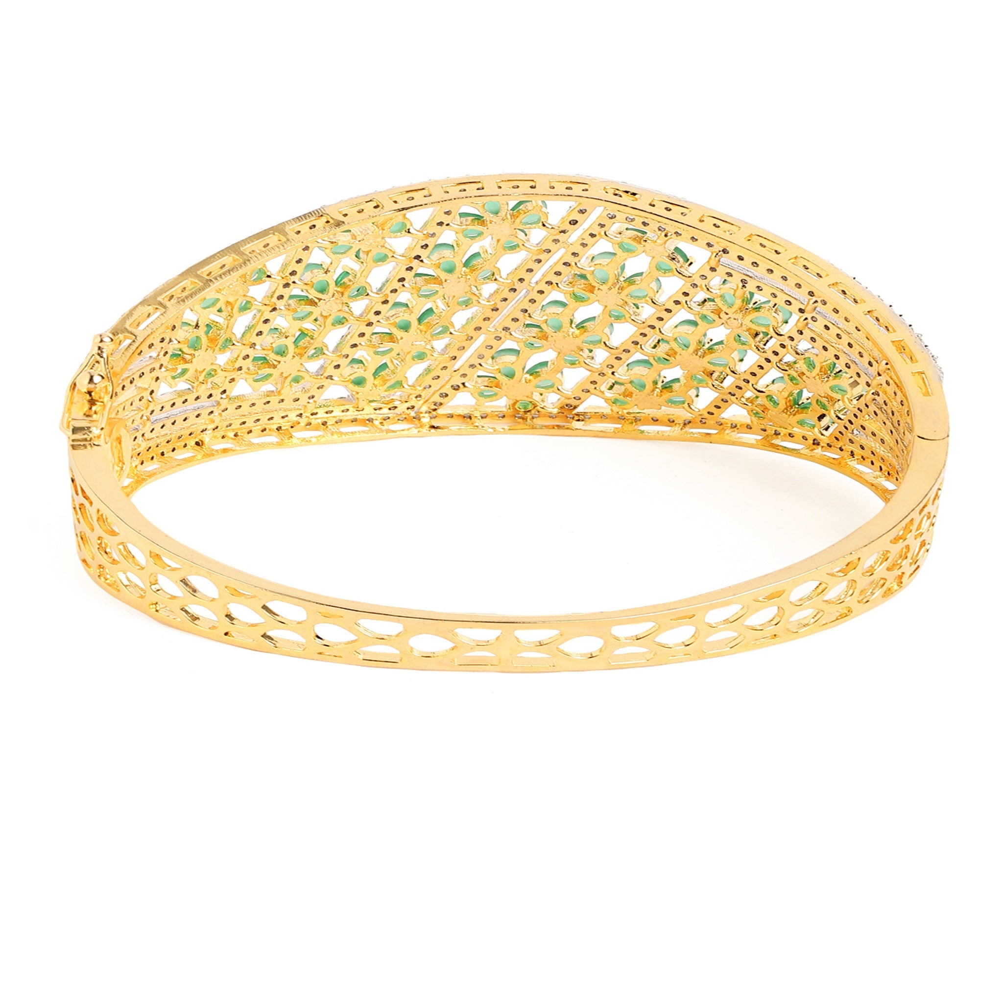 Women Cubic Zirconia Gold-Plated Kada Bracelet