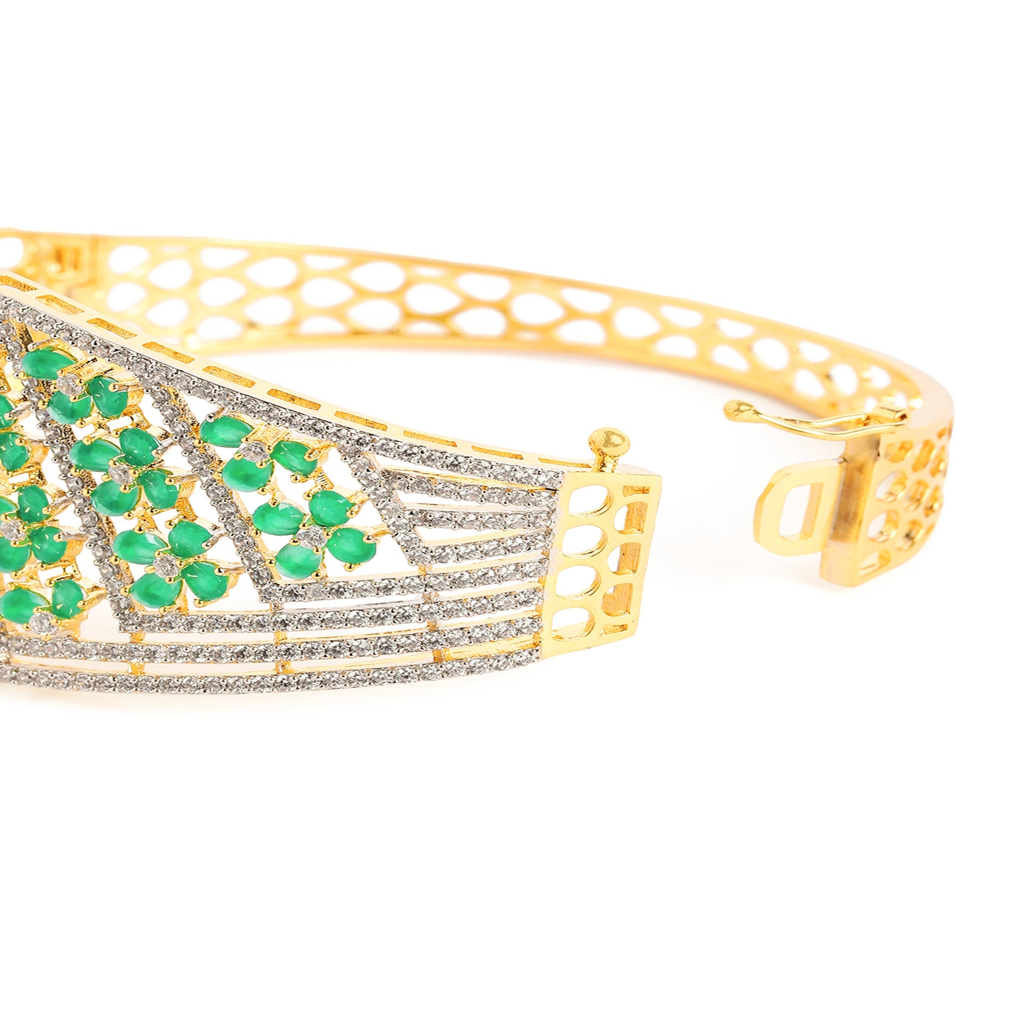 Women Cubic Zirconia Gold-Plated Kada Bracelet