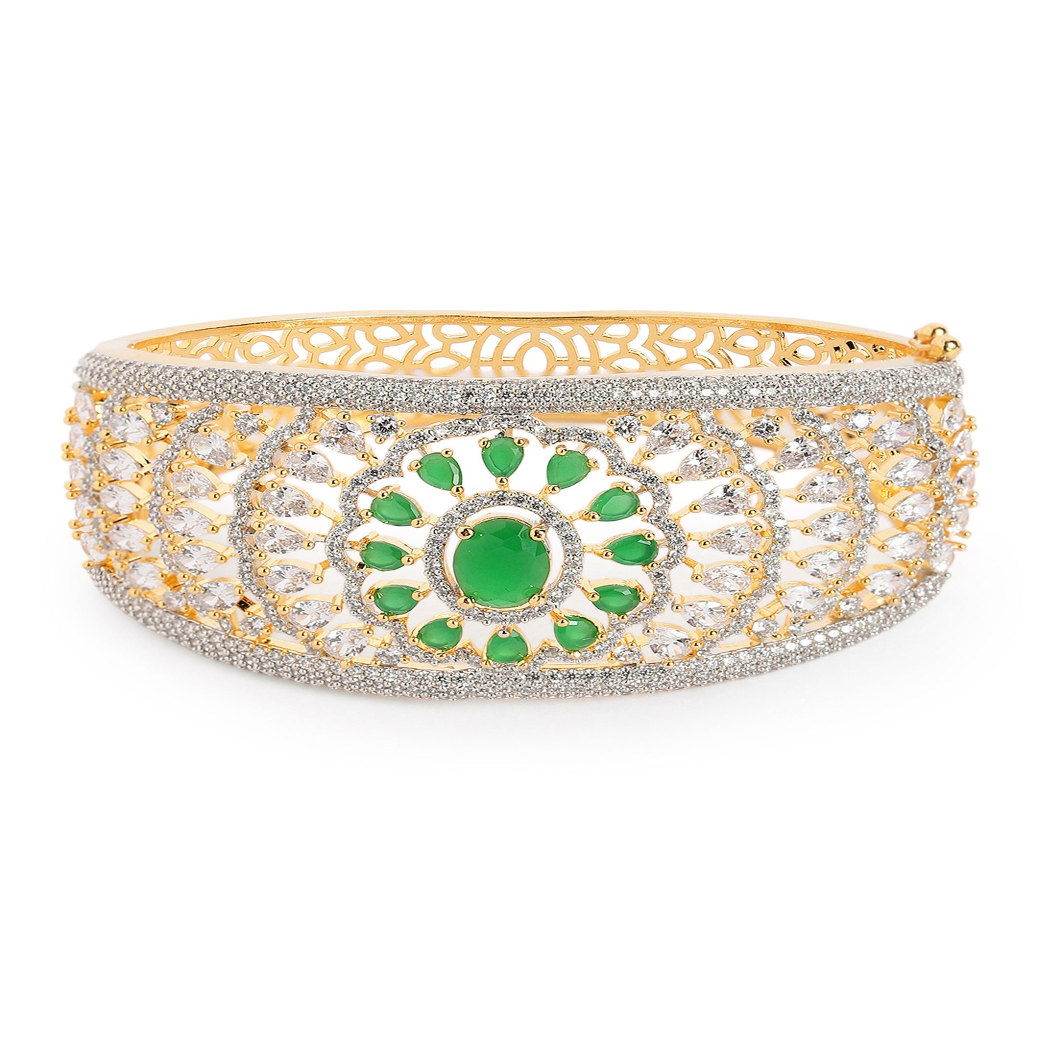 Women Cubic Zirconia Gold-Plated Kada Bracelet